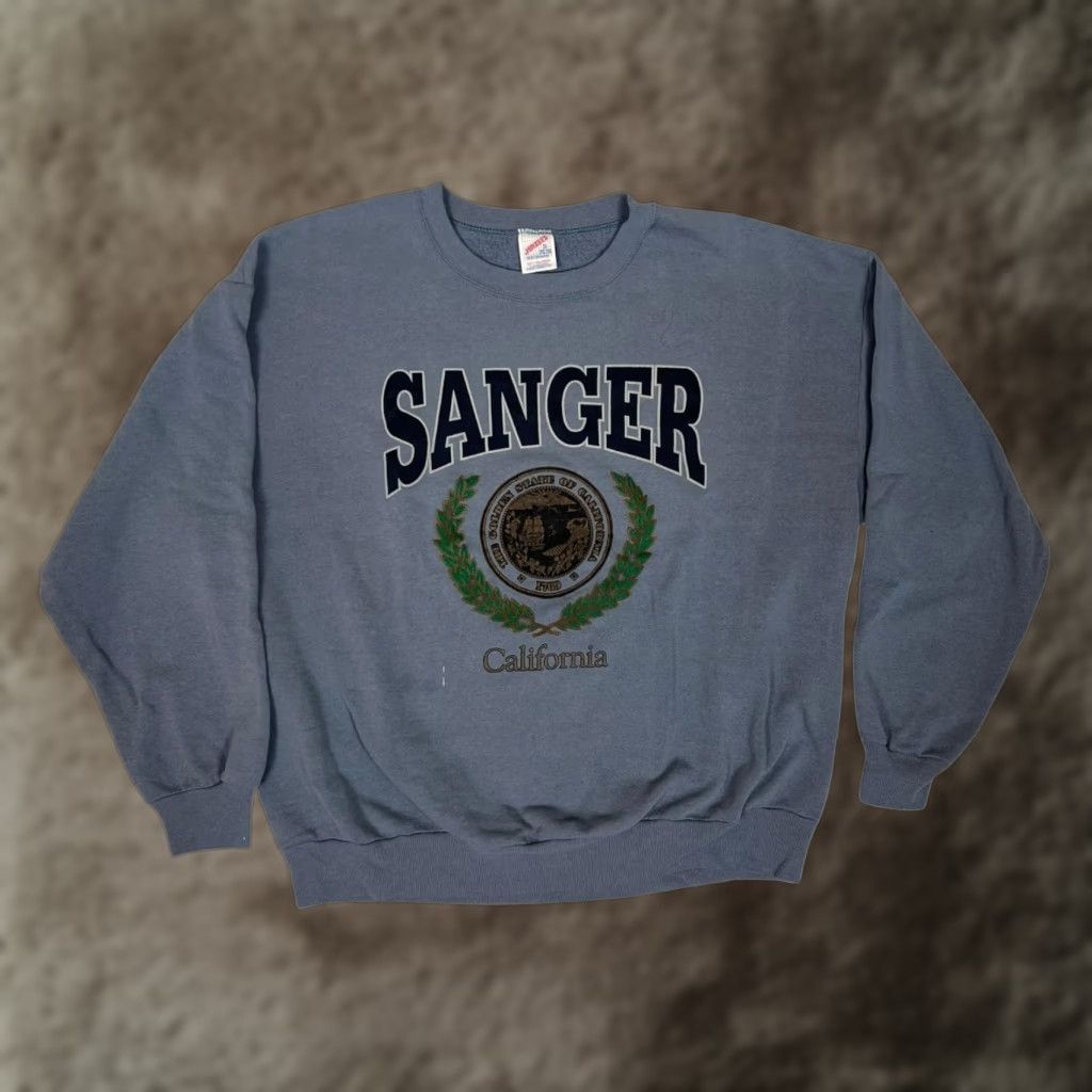 Jerzees VINTAGE Sanger California Sweatshirt Mens 2XL Blue Crewneck Fleece USA Made Jerzees Graphic Print Size US XXL / EU 58 / 5 - 1 Thumbnail