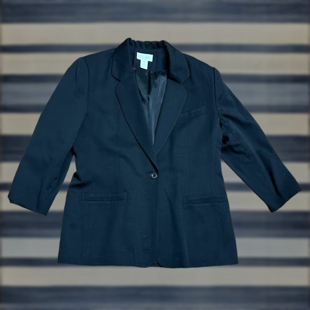 Lands' End VINTAGE Lands’End Direct Merchants Blazer Jacket Women Black 100% Wool Sz 16 USA Size XXL / US 16-18 / IT 52-54 - 1 Thumbnail