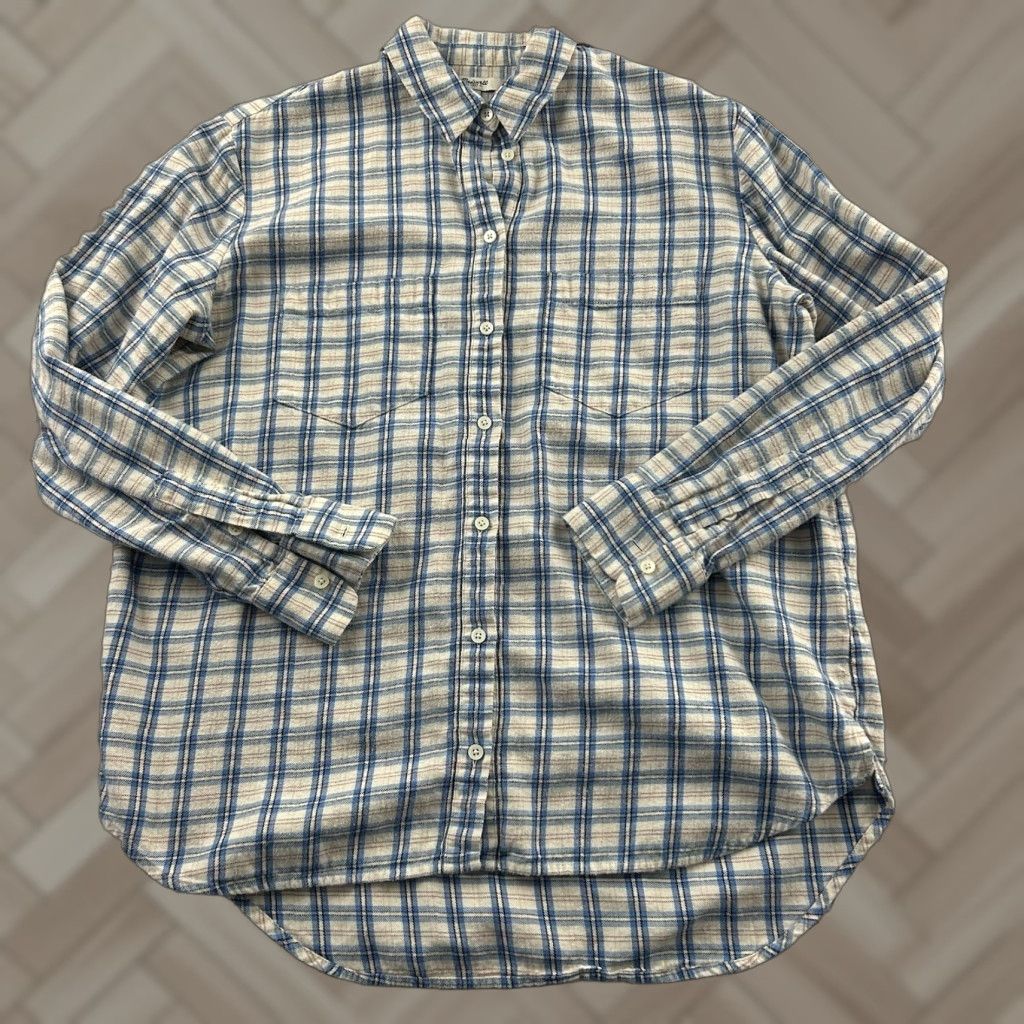 Madewell Madewell Plaid Flannel Button-Up Shirt Women's Small White Blue Sleeve Long Shirt Mens? Size S / US 4 / IT 40 - 1 Thumbnail