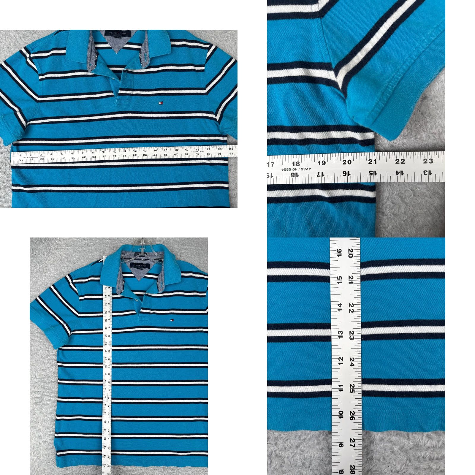 Tommy Hilfiger Tommy Hilfiger Shirt Men Large Blue White Stripe Cotton Custom Fit Polo Golf Mens Size US L / EU 52-54 / 3 - 8 Thumbnail