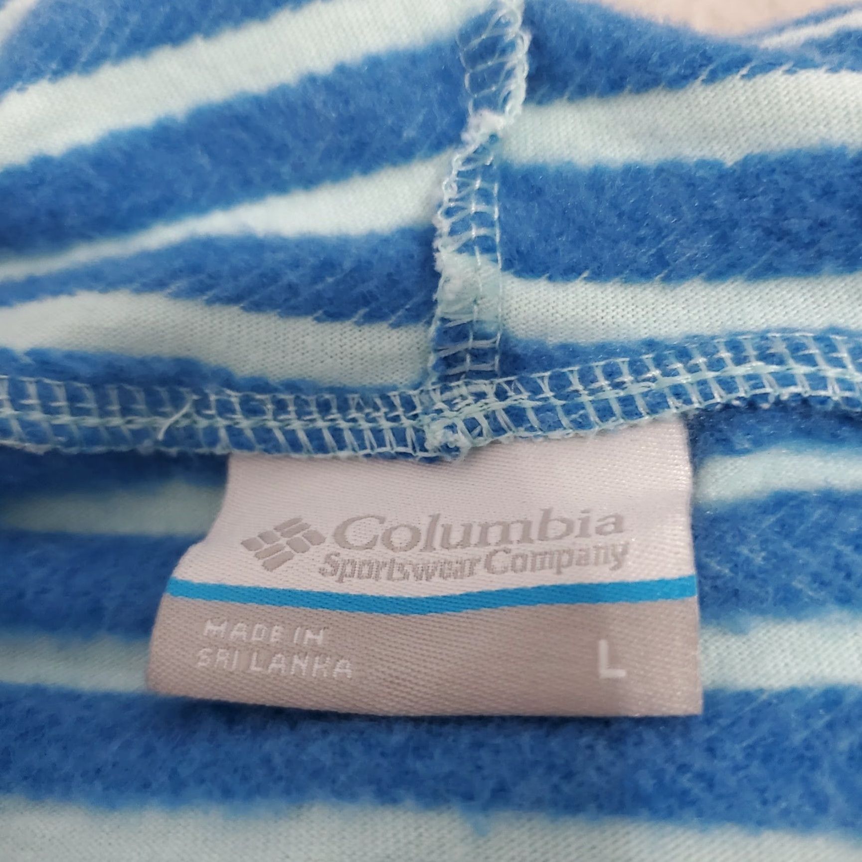 Vintage Columbia Hoodie Women L Blue Striped Full Zip Cotton Blend Beach Coastal Spring Fall Summer Womens Size L / US 10 / IT 46 - 3 Thumbnail