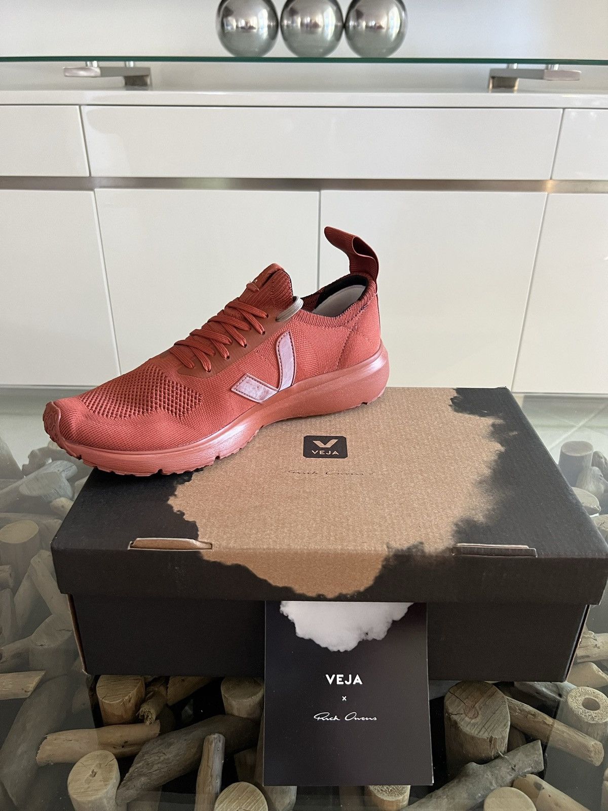 image of Veja Runner Style 2 V-Knit Full Rust Sneakers in Red, Men's (Size 11)