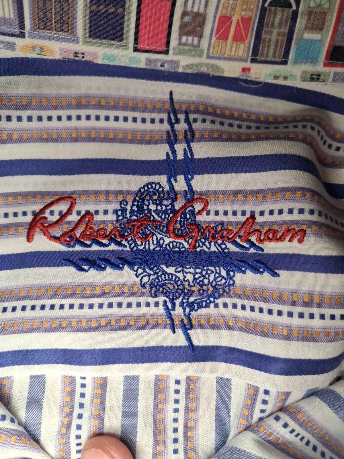 Robert Graham Robert Graham Shirt XL Multicolor Cotton Striped Flip Cuff Size US XL / EU 56 / 4 - 2 Thumbnail