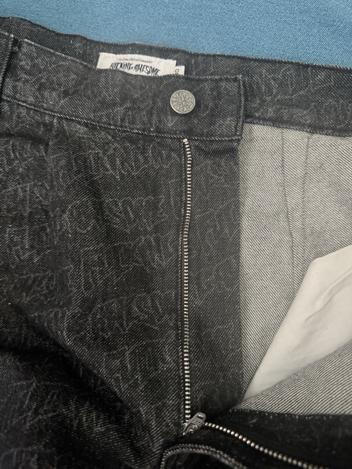 Fucking Awesome Black Pleated All Over Print Jeans Size 30 Size US 30 / EU 46 - 3 Thumbnail