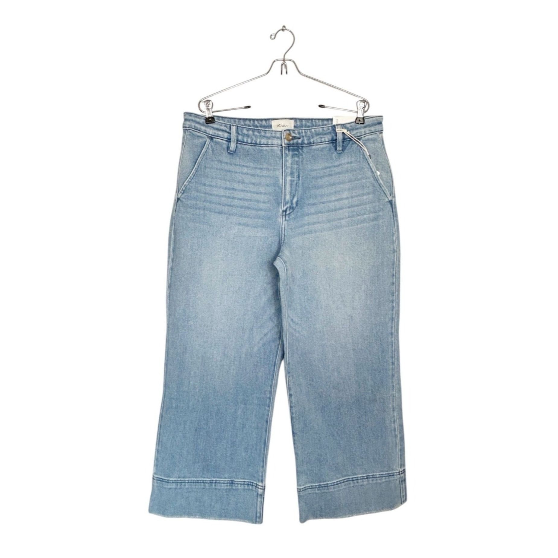 Kancan USA KanCan High Rise Cropped Wide Leg Jeans in Medium Blue Size 31" - 2 Thumbnail