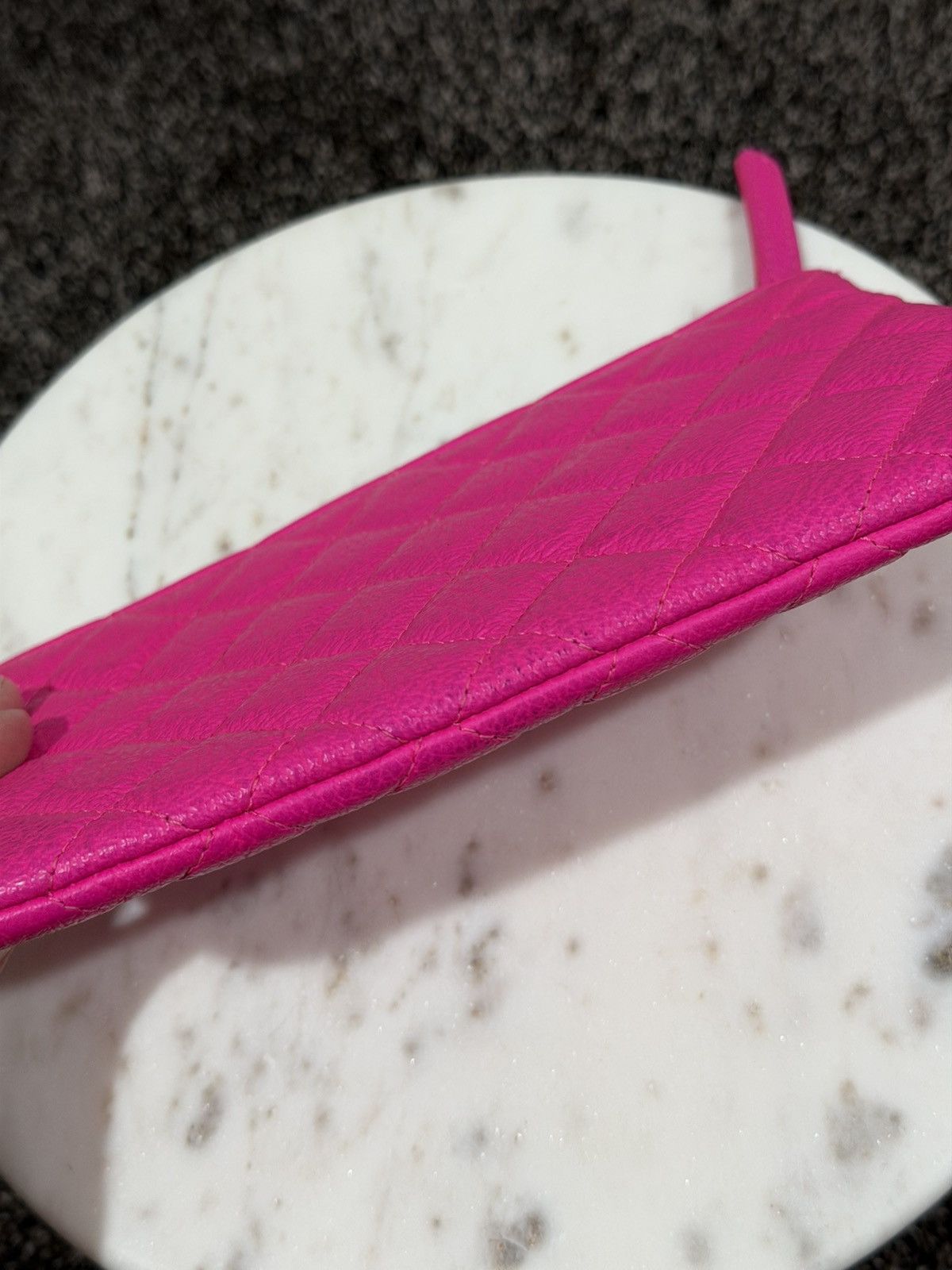 Chanel Chanel Pink Goatskin Quilted Cavier O-Case Pouch Wallet Bag Size ONE SIZE - 10 Thumbnail