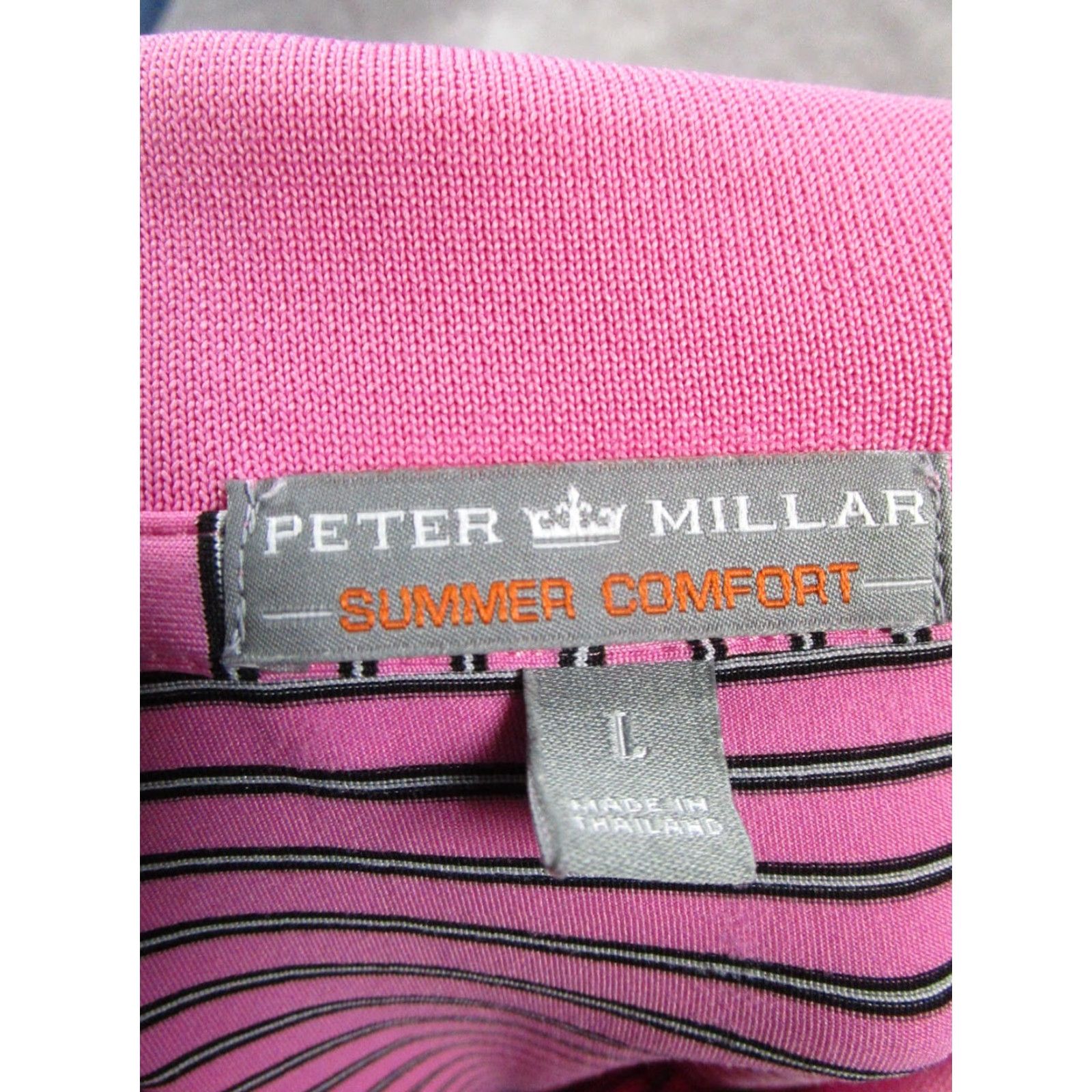 Peter Millar Peter Millar Polo Shirt Mens L Pink Striped Summer Comfort Golf Logo Shirt Size US L / EU 52-54 / 3 - 4 Thumbnail