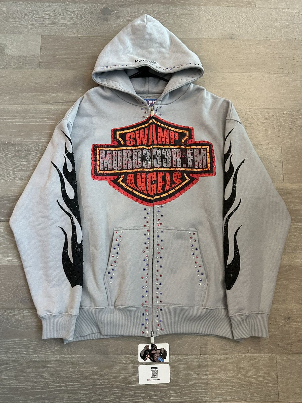 murd333r.fm MURD333R.FM ‘CHOP333R’ GREY ZIP UP HOODIE Size US XL / EU 56 / 4 - 2 Thumbnail