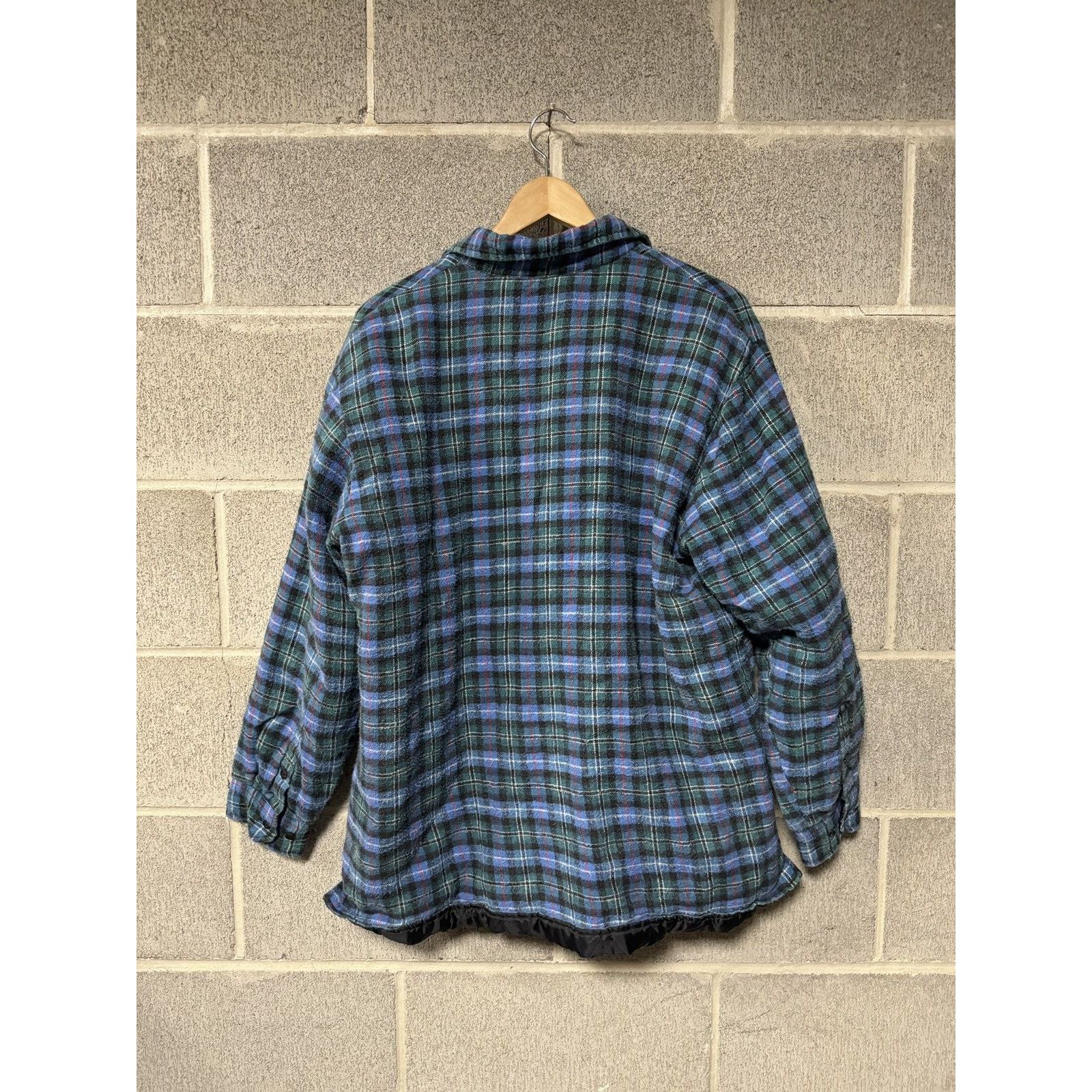 Vintage 90s Faded Blue Plaid Quilted Lined Skater Flannel ERD Grunge Size US L / EU 52-54 / 3 - 2 Thumbnail