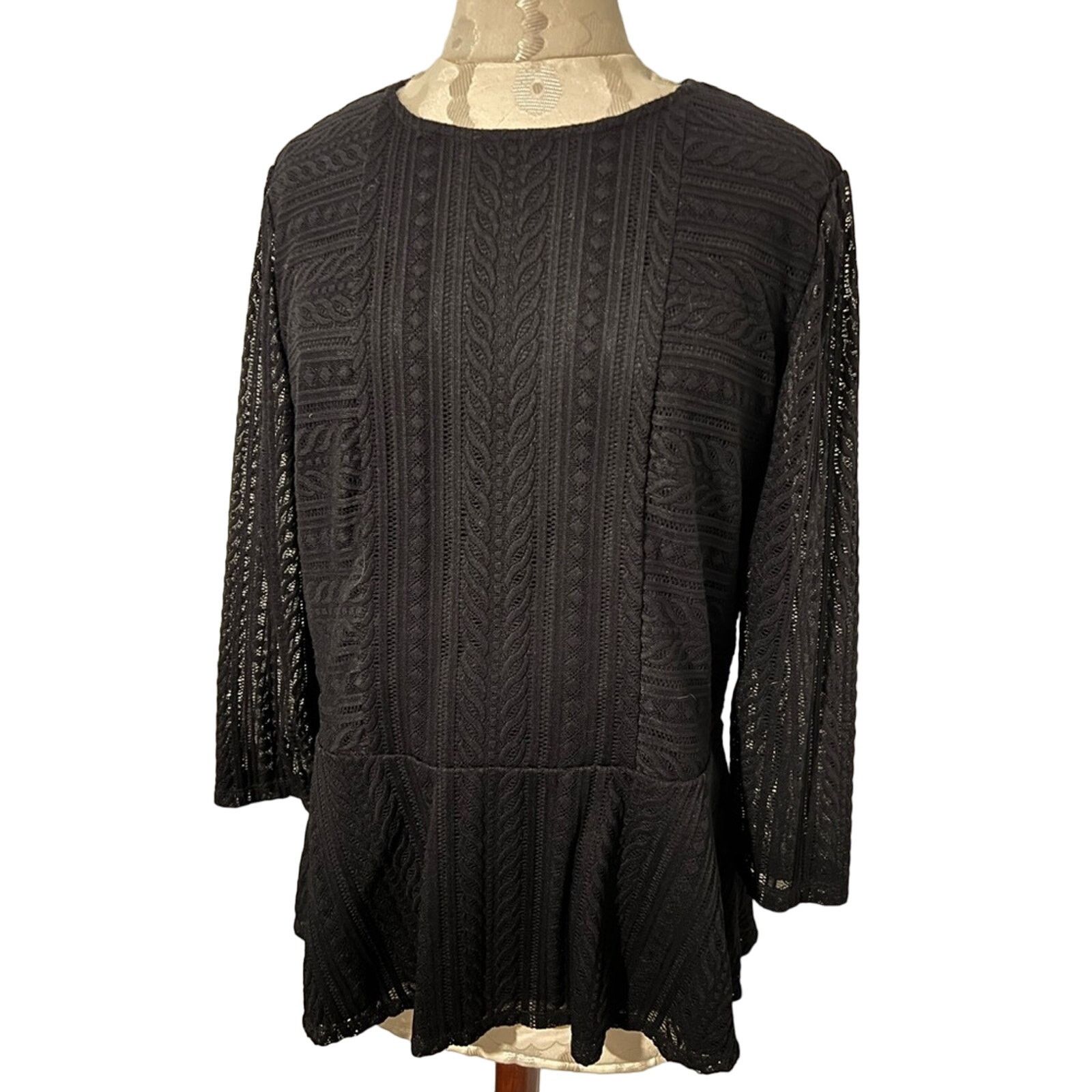 Anne Klein Anne Klein 3/4 Sleeve Lace Overlay Drop Waist Blouse Large Size L / US 10 / IT 46 - 1 Thumbnail