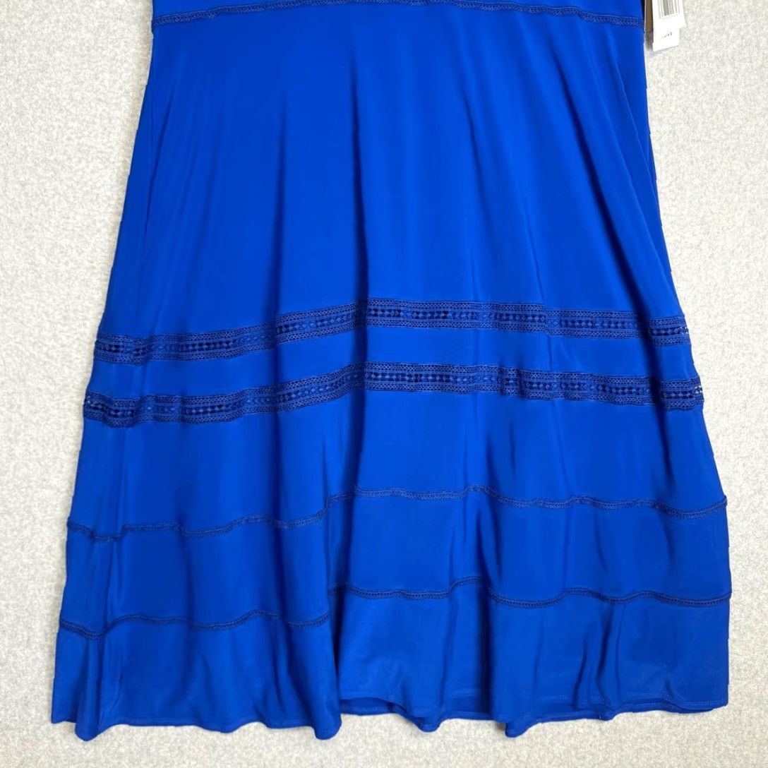 Vintage VINTAGE? Brand New Taylor Women's 3X A-Line Knee Length Dress Blue Cobalt Lined Knee Length Womens 3X Plus Size XXL / US 16-18 / IT 52-54 - 3 Thumbnail