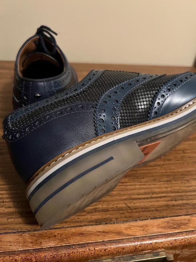 Other Wing Tip Brogue tonal blue with clear foot pad Size US 8 / EU 41 - 5 Thumbnail