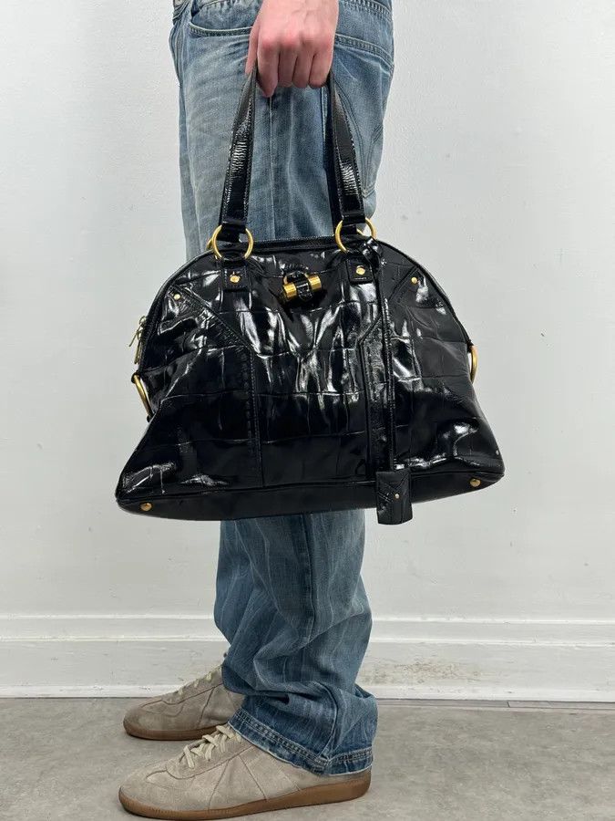 Yves Saint Laurent AW2005 Yves Saint Laurent Black Muse Patent Leather Crocodile Effect Bag Size ONE SIZE - 3 Thumbnail