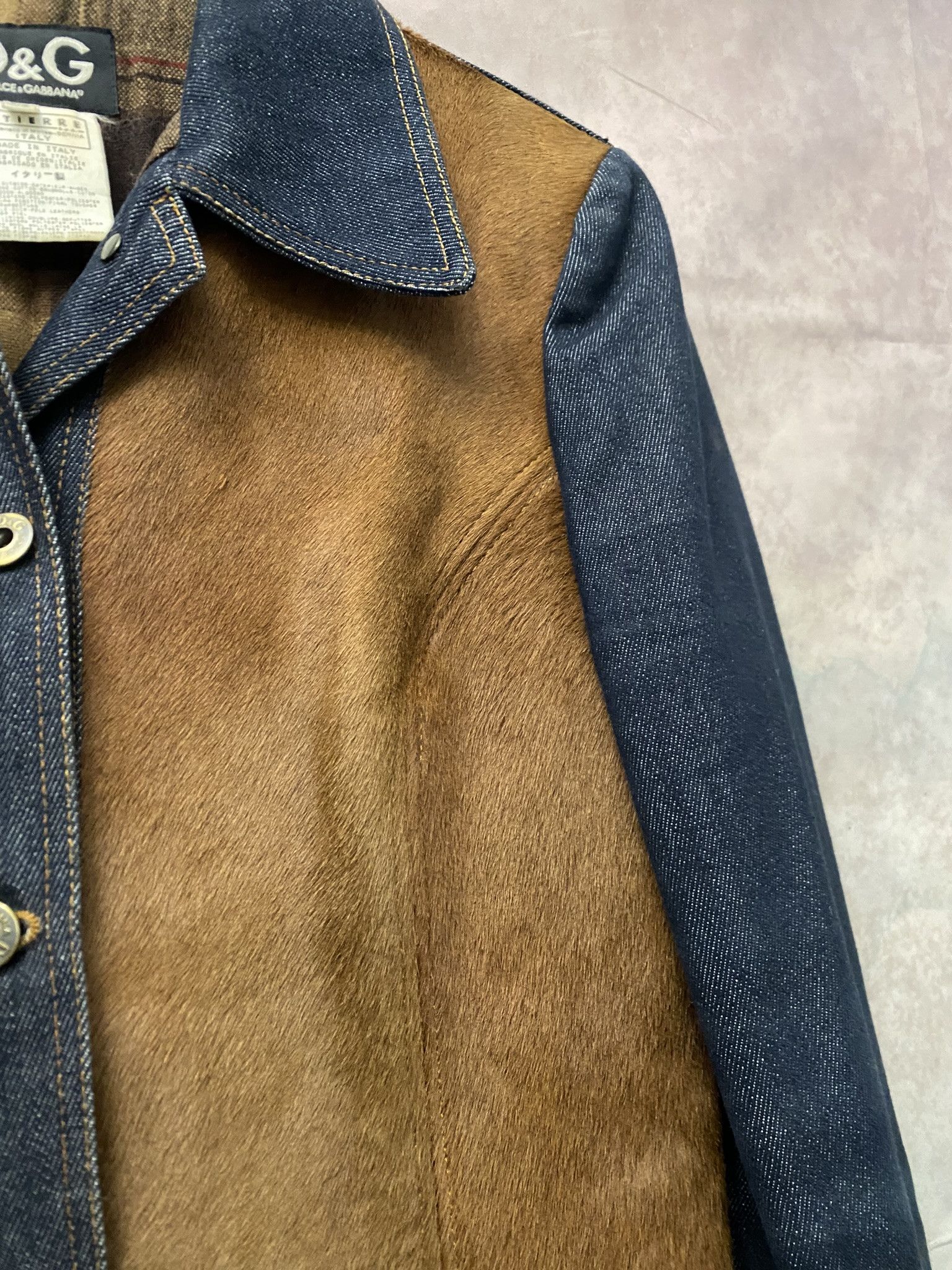 Designer × Dolce & Gabbana Dolce&Gabbana Vintage Jeans and Pony Hair Denim Coat Size M / US 6-8 / IT 42-44 - 6 Thumbnail