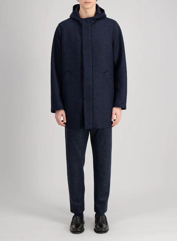 Harris Wharf London o1s22i1n1024 Boiled Wool Hooded Coat in Blue Size US M / EU 48-50 / 2 - 3 Thumbnail