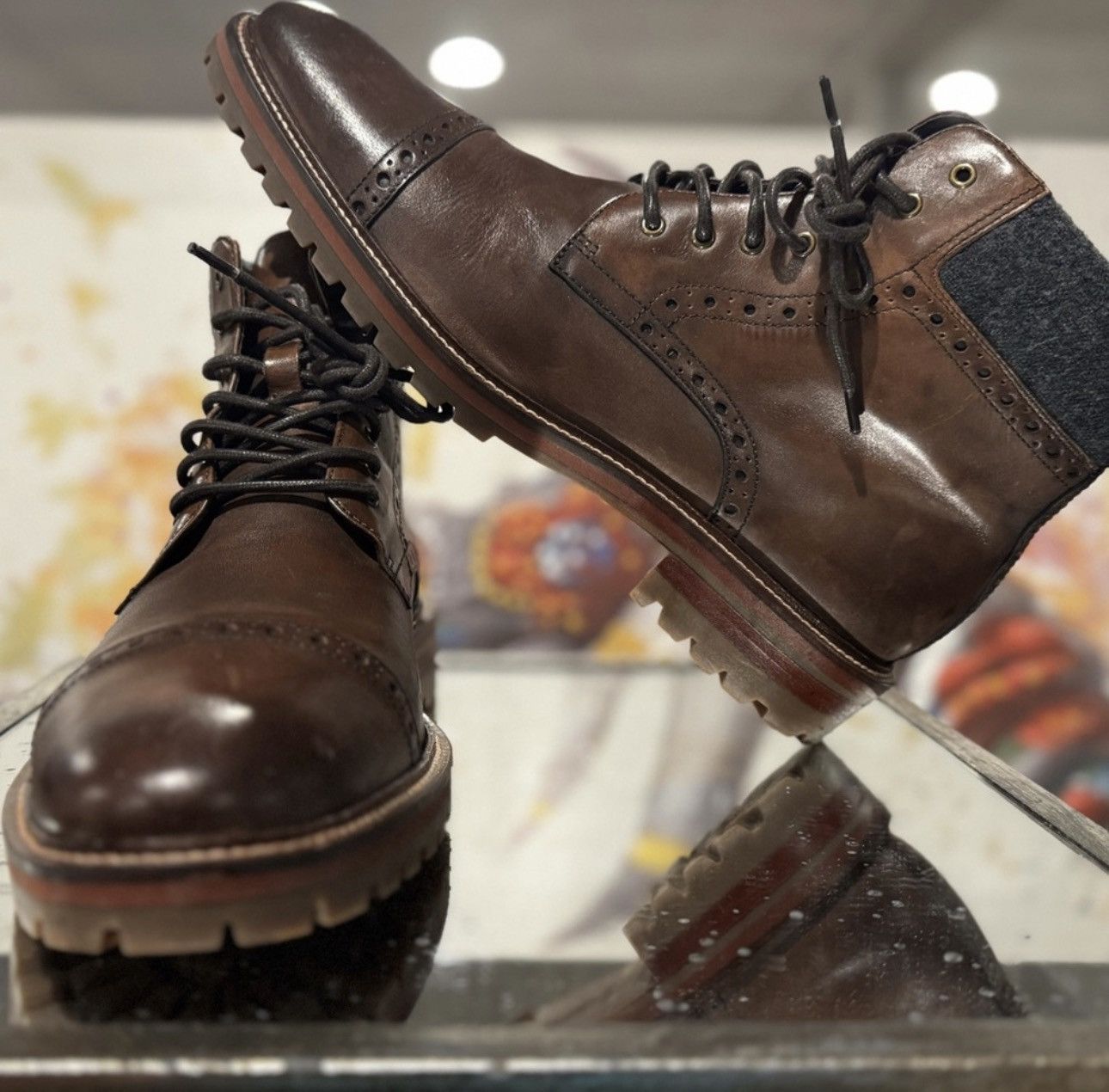 Johnston & Murphy Johnston & Murphy Dark Brown Charcoal Cap Toe Boots Size US 11 / EU 44 - 1 Thumbnail