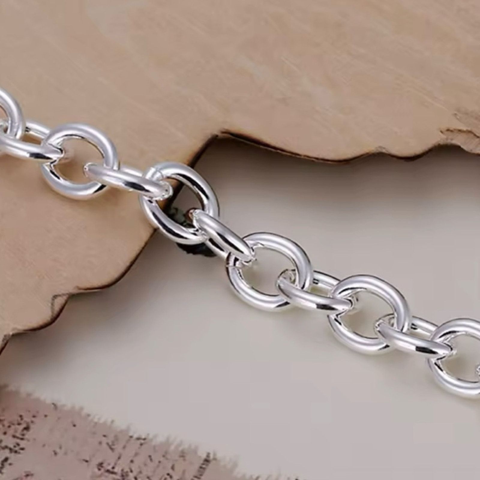 Other Sterling Silver Basic Chain Bracelet For Woman and Men 8” Size ONE SIZE - 3 Thumbnail
