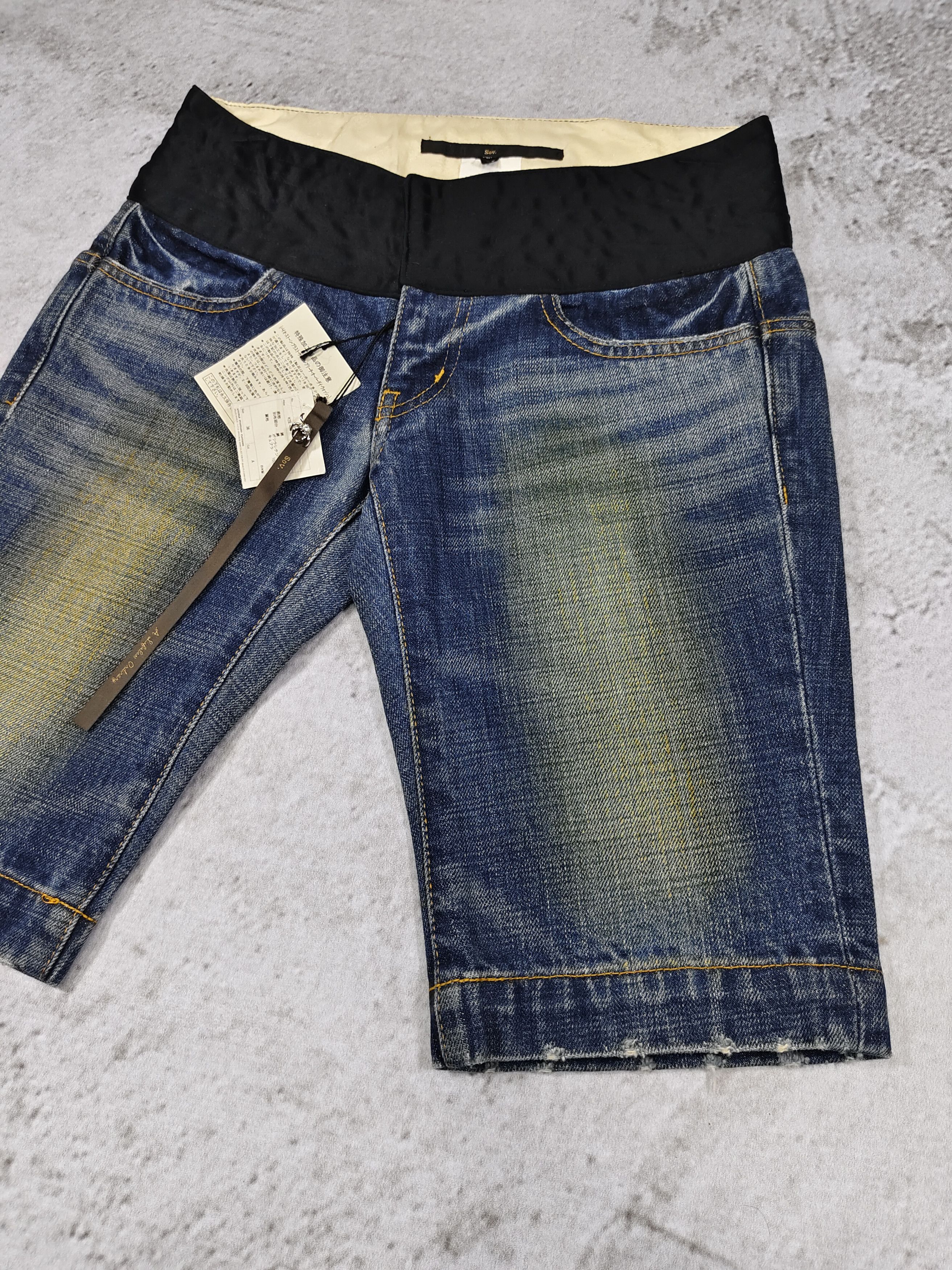 If Six Was Nine Sov. Tokyo- Heavy Distressed Mud Wash Panel Denim Short Size 28" / US 6 / IT 42 - 2 Thumbnail