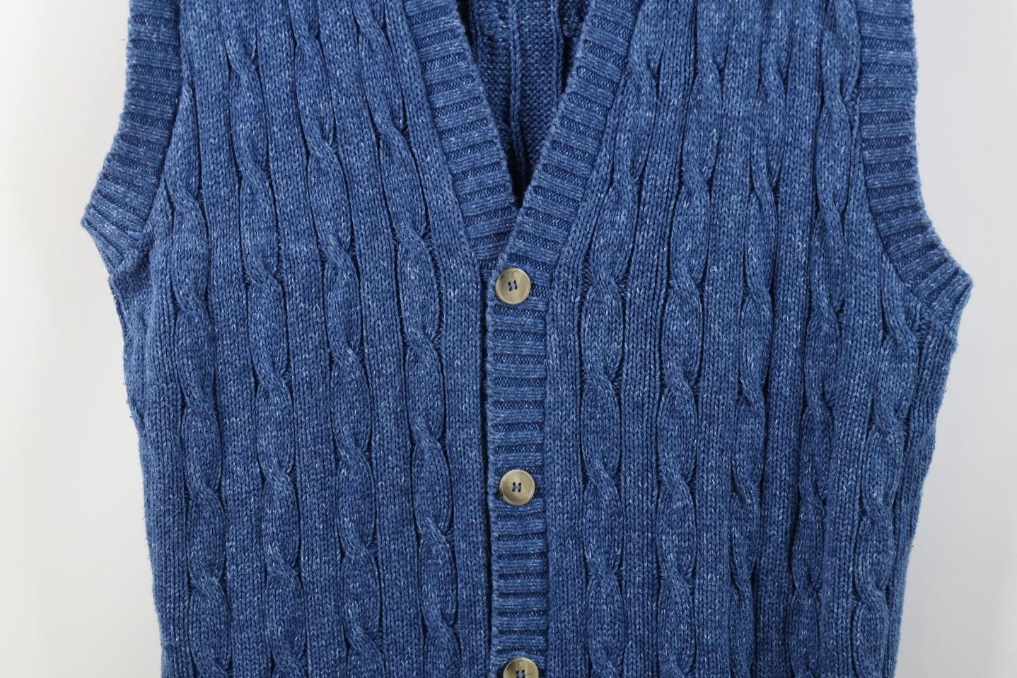 Vintage Vintage 90s Streetwear Cable Knit Sweater Vest Blue USA Size US XL / EU 56 / 4 - 3 Thumbnail