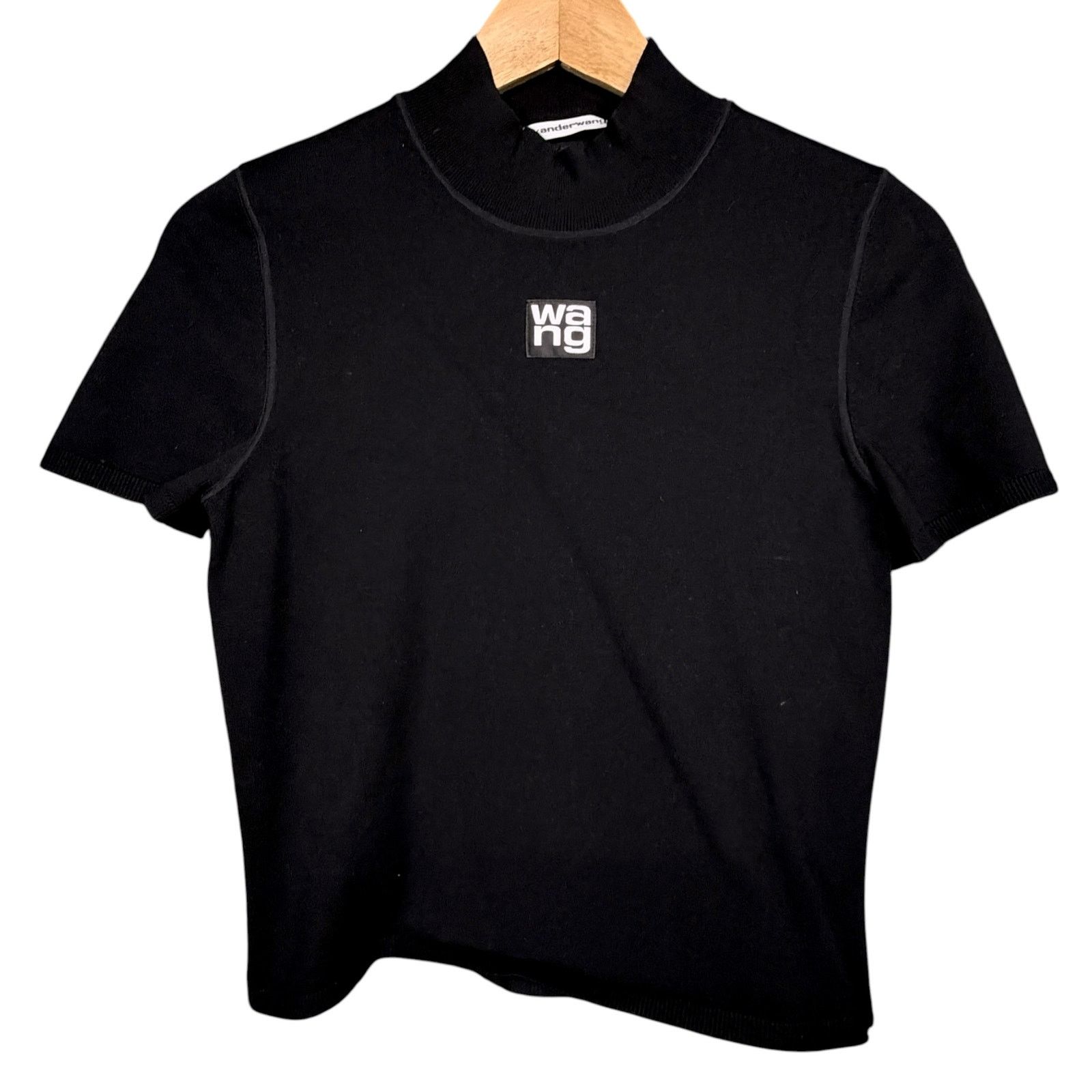 Alexander Wang Alexander Wang Women's Medium Black Mock Cropped Black Top Size M / US 6-8 / IT 42-44 - 9 Thumbnail