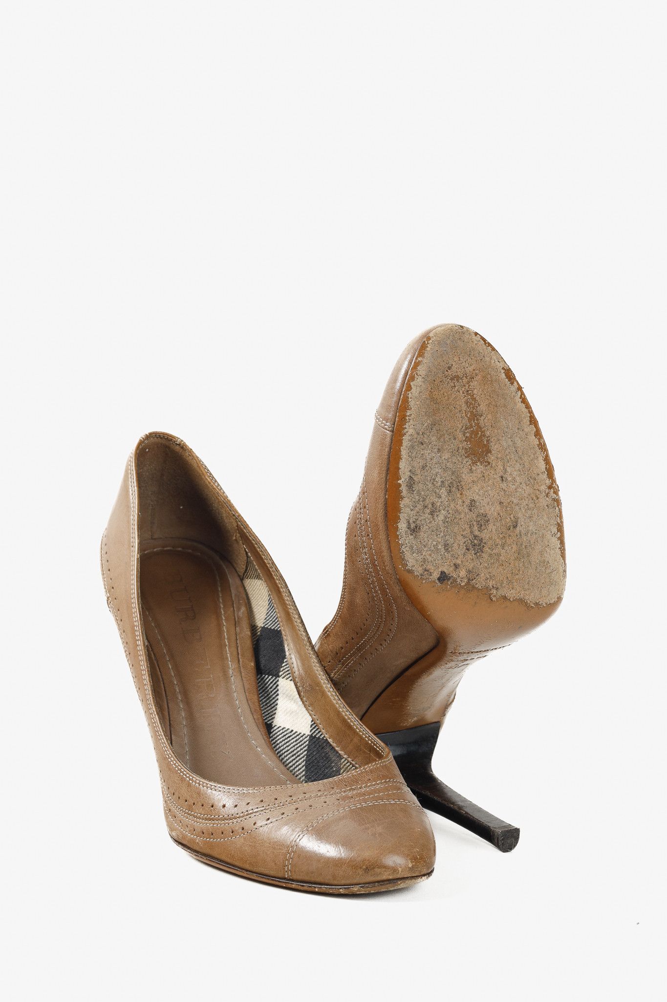 Burberry Burberry Bridle Leather Stawell 100 Taupe Brogue Pump Size US 6.5 / IT 36.5 - 4 Thumbnail