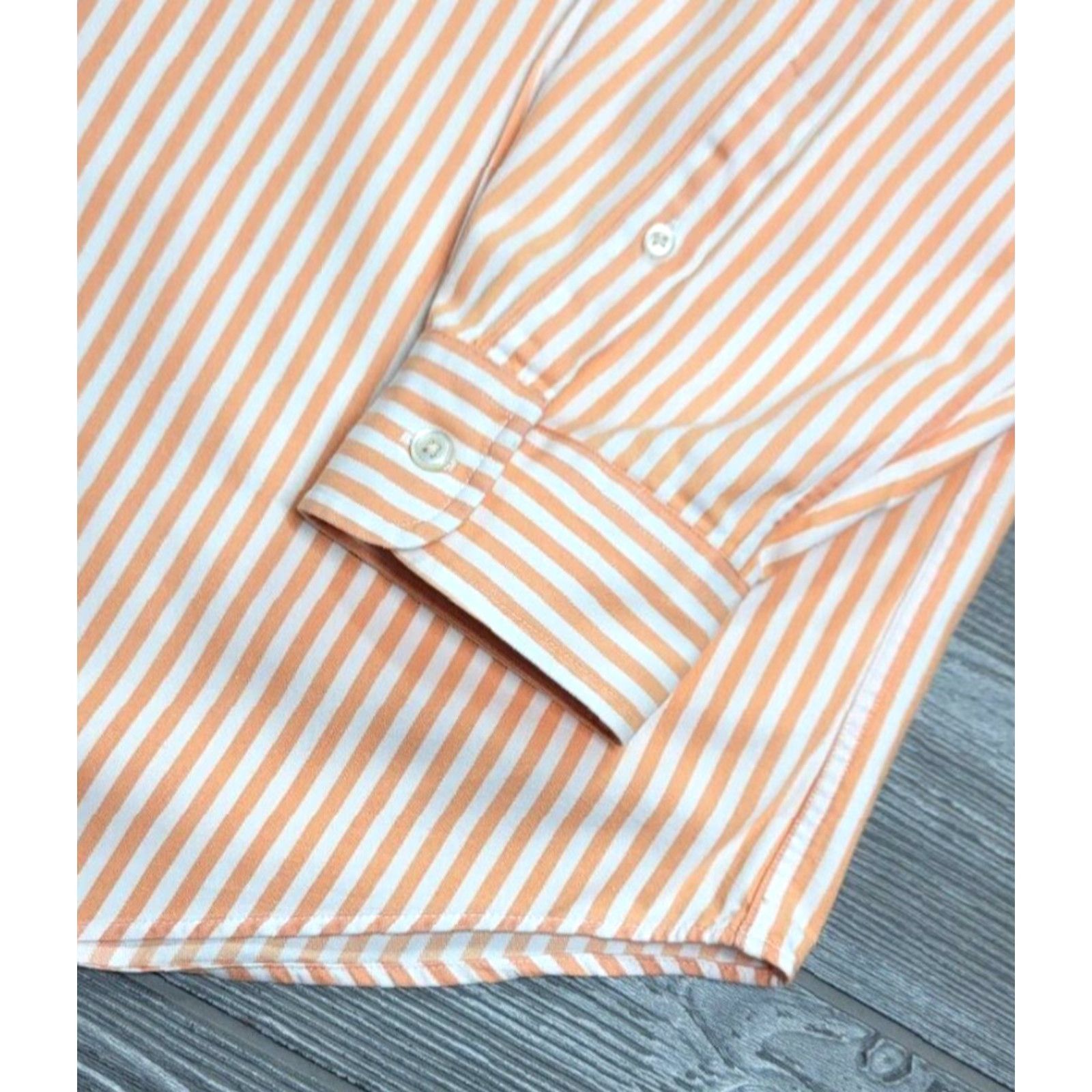 Nautica VINTAGE Nautica Button-Up Shirt XL Peach White Striped Long Sleeve Heavyweight Yacht Mens Size US XL / EU 56 / 4 - 7 Thumbnail