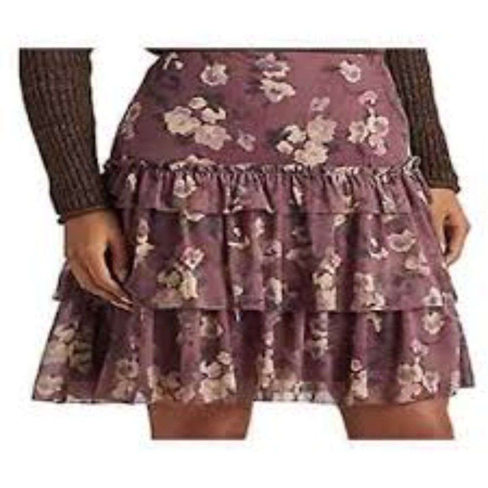 Lauren Ralph Lauren NWT Lauren Ralph Lauren Skirt Womens Petite 4P Purple Floral Size 27" / US 4 / IT 40 - 2 Thumbnail