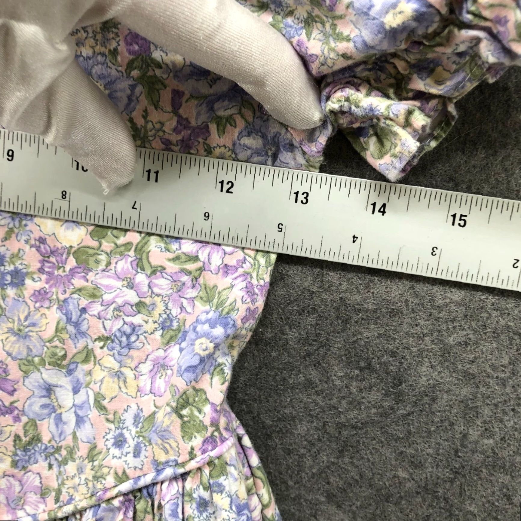 Vintage VINTAGE Girls 6X Floral Dress Puff Sleeve Purple A-Line Prairie Cottagecore 80s Size ONE SIZE - 7 Thumbnail