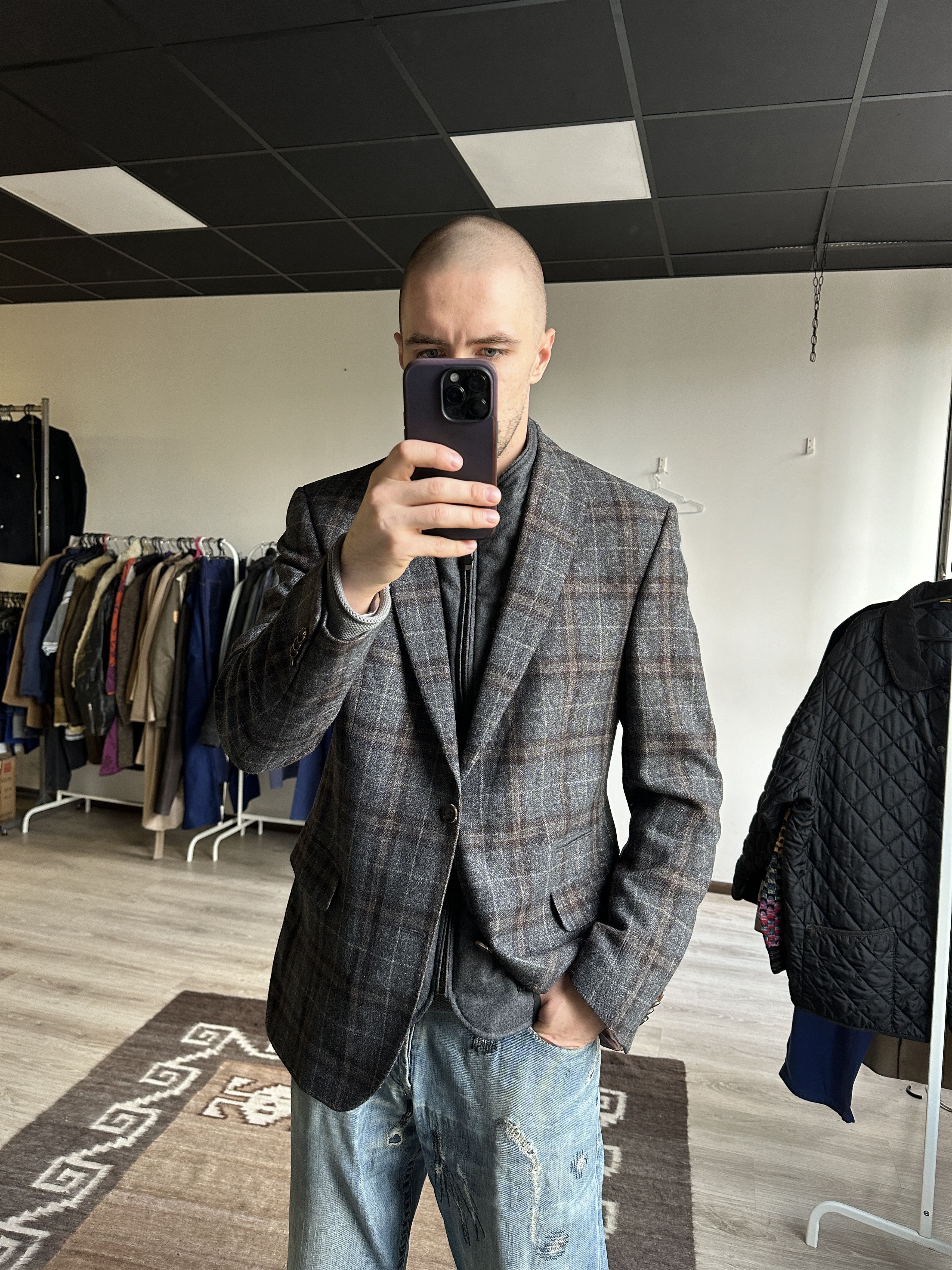 Vintage Carl Gross Modern Fit Check Wool Blazer Jacket 7872AC Size US L / EU 52-54 / 3 - 2 Thumbnail