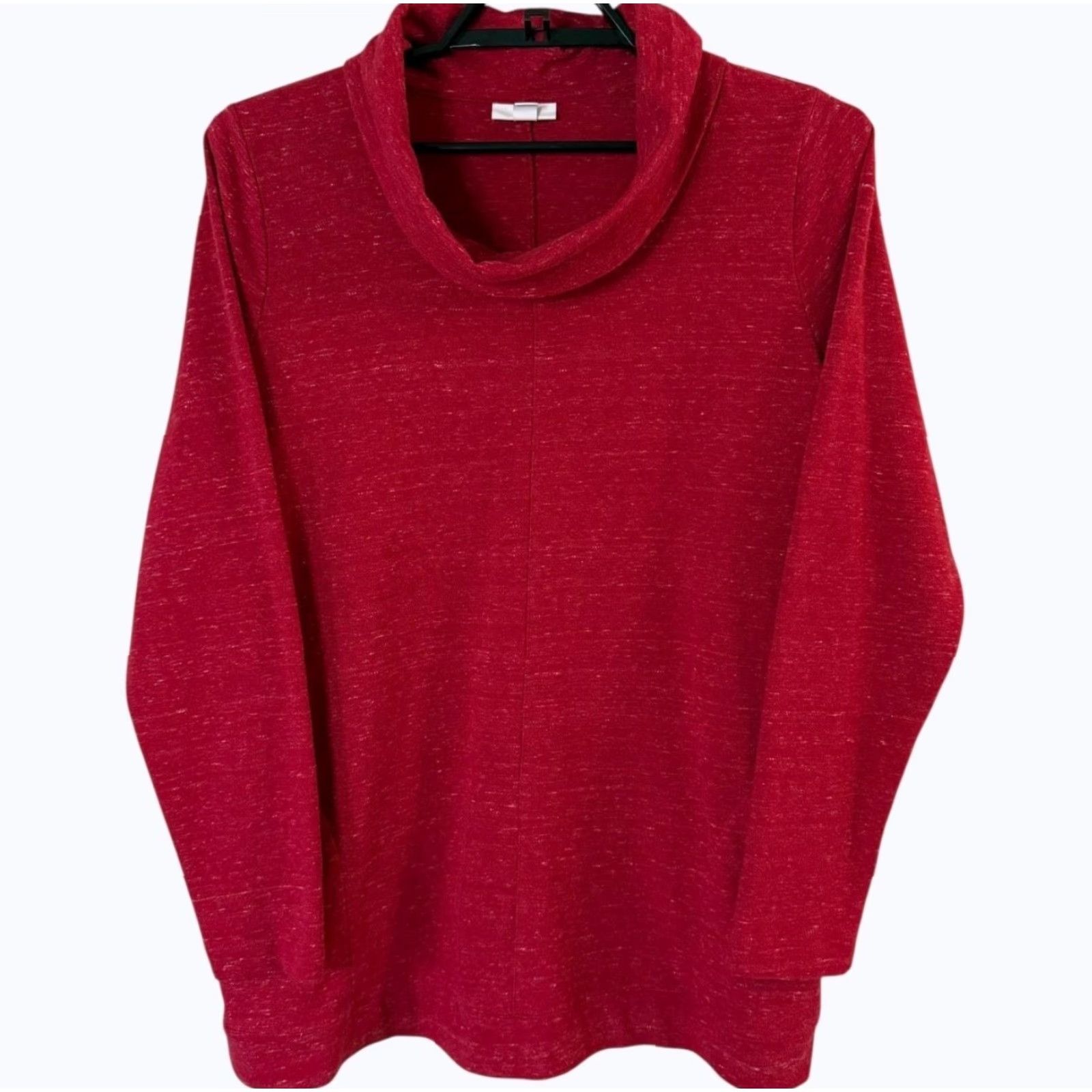 J. Jill VINTAGE J.jill Cowl-Neck Tunic Sweatshirt Red Long-Sleeve Pocket Pullover Women Large Size L / US 10 / IT 46 - 2 Thumbnail