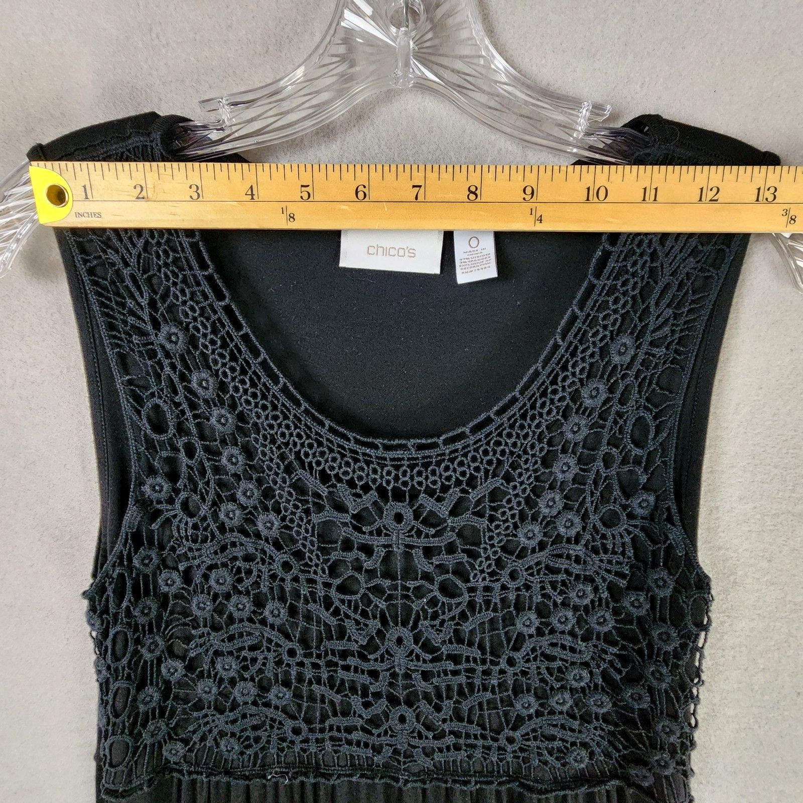 Chicos Chico's Crochet Lace Bodice Maxi Dress Size 4 Black Size S / US 4 / IT 40 - 4 Thumbnail