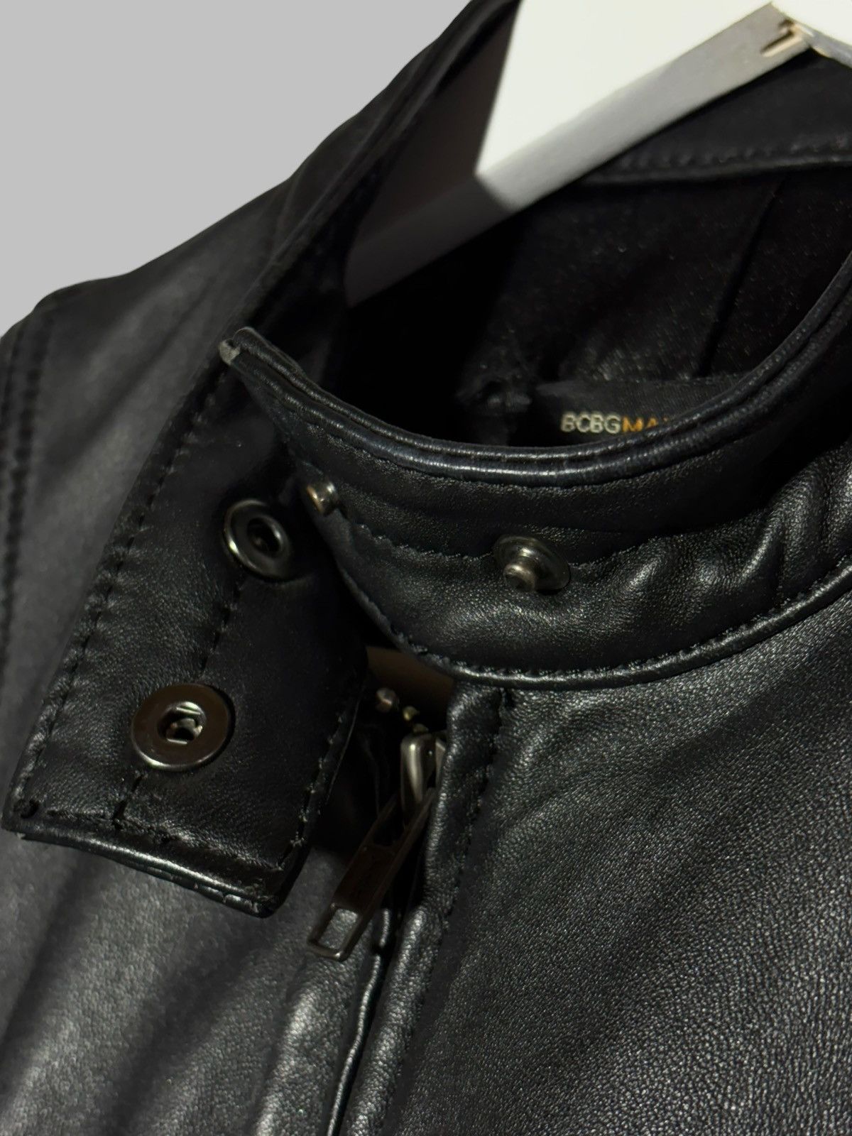 Bcbgmaxazria Bcbgmaxazria Black Leather Moto Jacket Rick Owens Biker Vibe Size M / US 6-8 / IT 42-44 - 12 Thumbnail