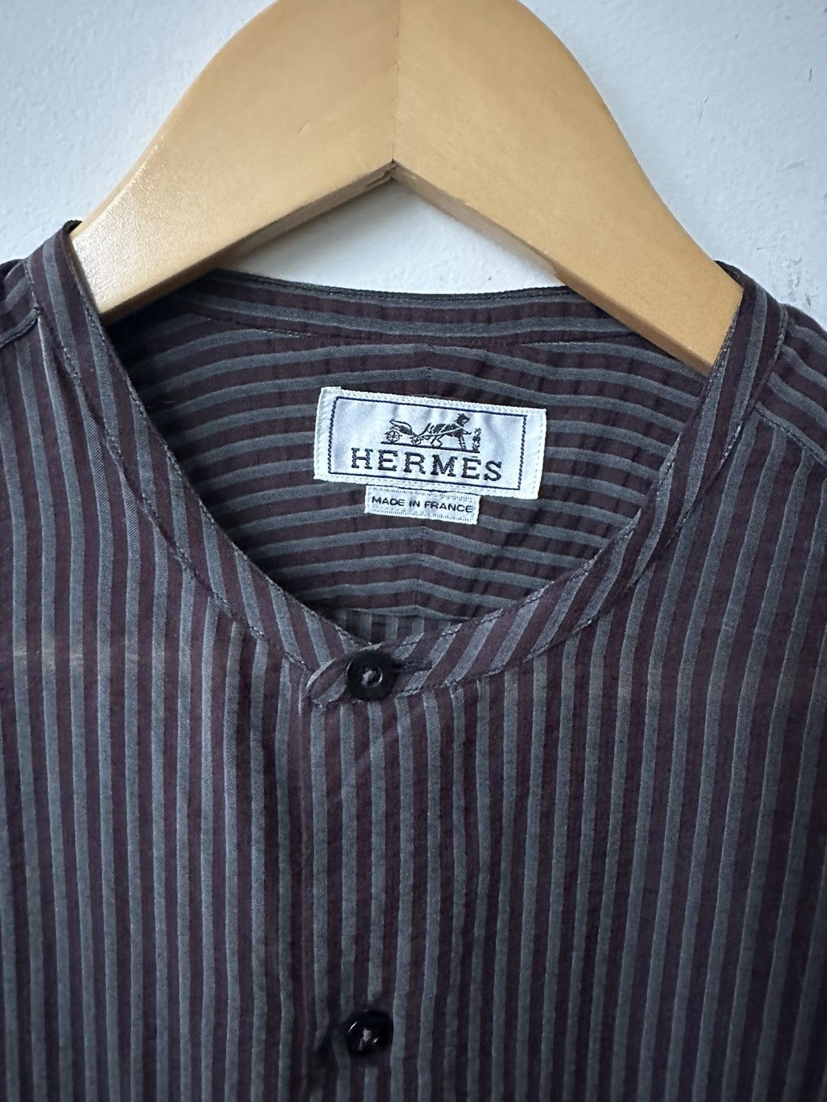 Hermes Men's HERMES Striped Men's Shirt Cotton Shirt Collar 43/17 | Grailed