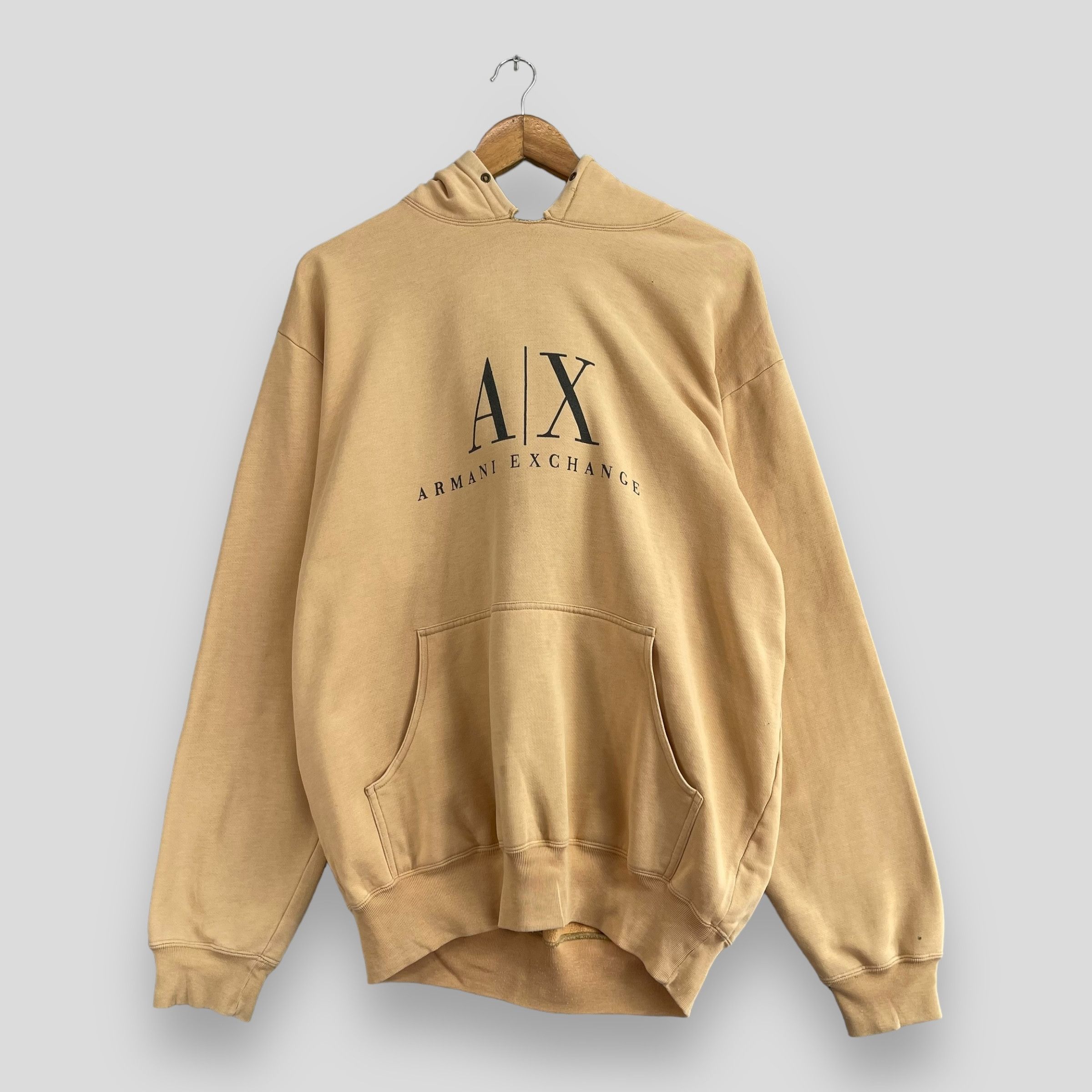 Armani × Vintage Vintage ARMANI EXCHANGE Spellout Pullover Hoodie Size US L / EU 52-54 / 3 - 1 Thumbnail