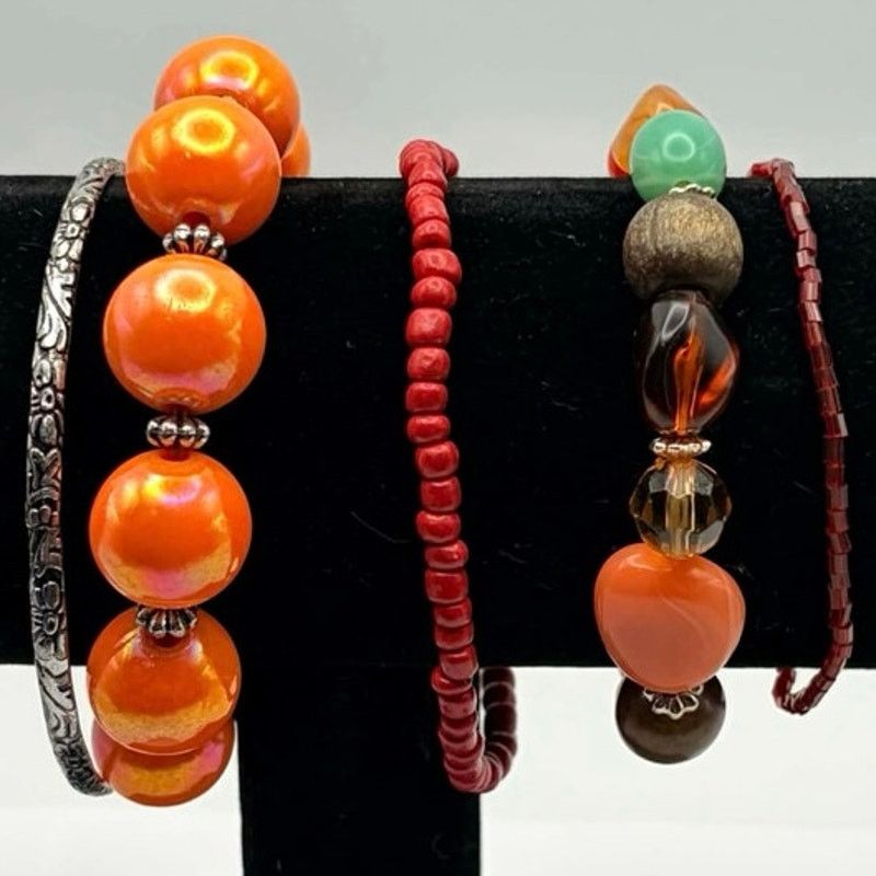 Other Brown & Orange Beaded Bracelet Bundle Size ONE SIZE - 1 Thumbnail