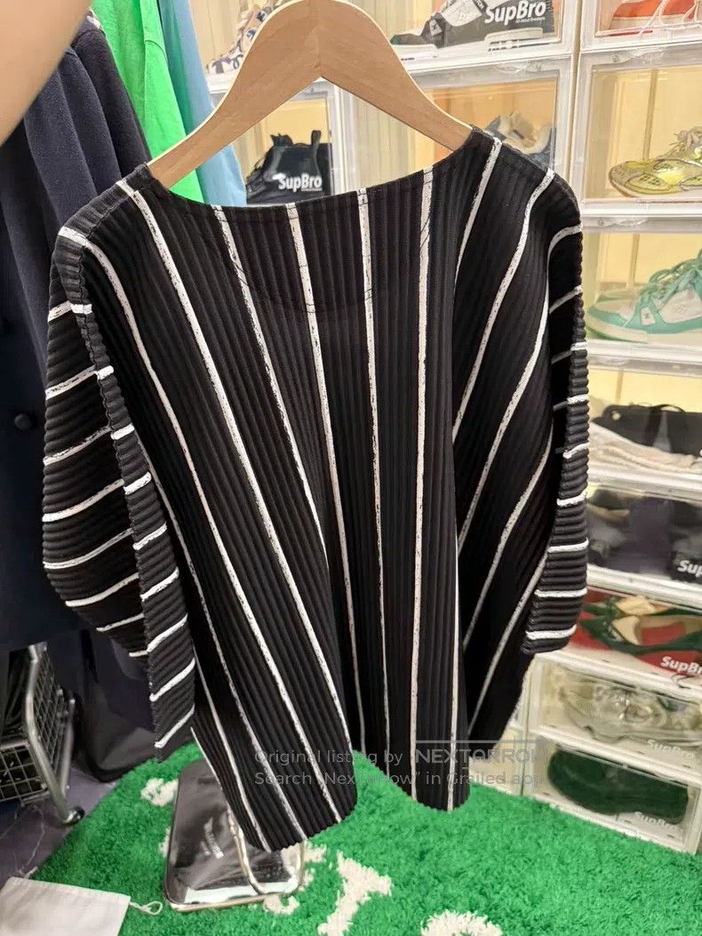 Issey Miyake Issey Miyake Pleated Striped Short Sleeve Size US M / EU 48-50 / 2 - 7 Thumbnail