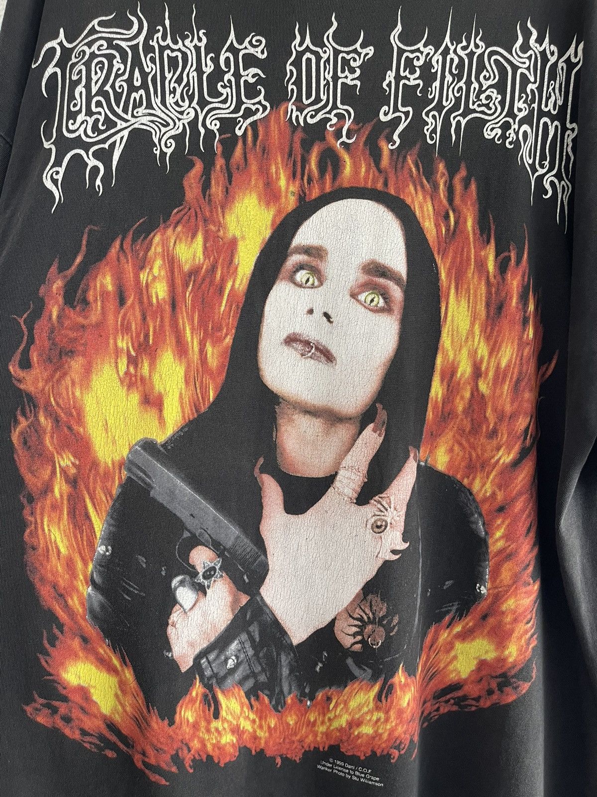 Band Tees Vintage 1999 Cradle of Filth Wanker Dani Filth Flame Size US XL / EU 56 / 4 - 3 Thumbnail