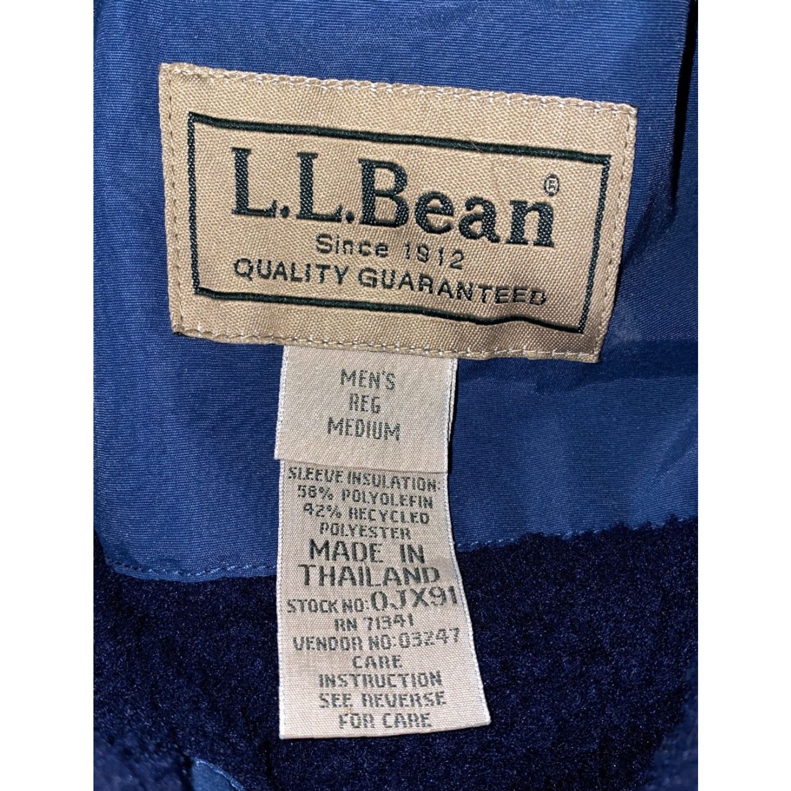 Vintage L.L. Bean Mens Blue Fleece Lined Full Zip Nylon Jacket Size US M / EU 48-50 / 2 - 5 Thumbnail