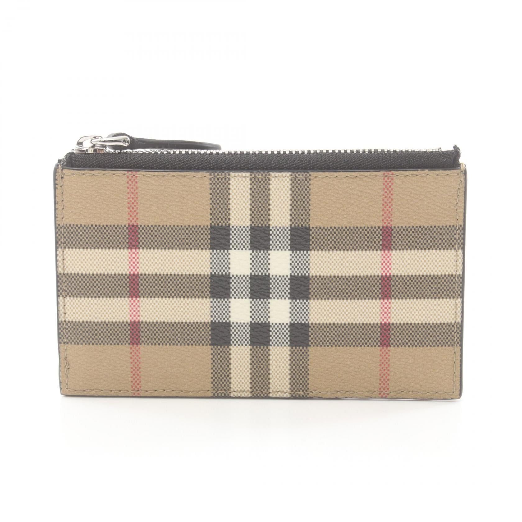 Burberry Burberry Check Coin Purse Coated Canvas Leather Beige Black Multicolor Size ONE SIZE - 1 Thumbnail