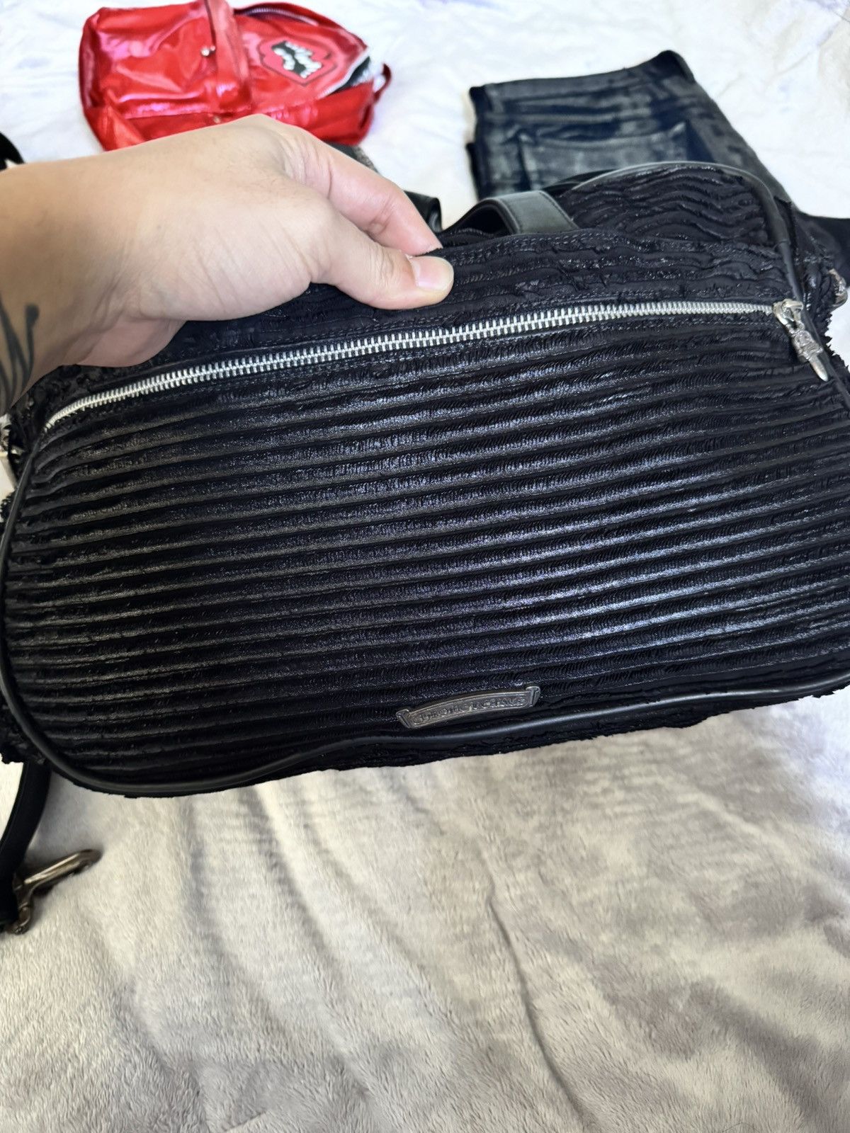 Chrome Hearts Chrome Hearts Waxed Destroyed Leather Cross Patch Bag Size ONE SIZE - 15 Thumbnail