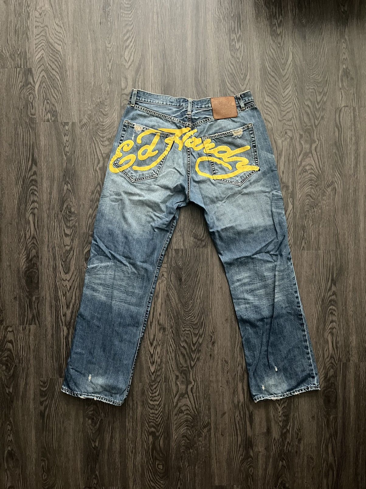 Ed Hardy Ed Hardy Yellow Spellout Logo Denim Size US 36 / EU 52 - 1 Thumbnail