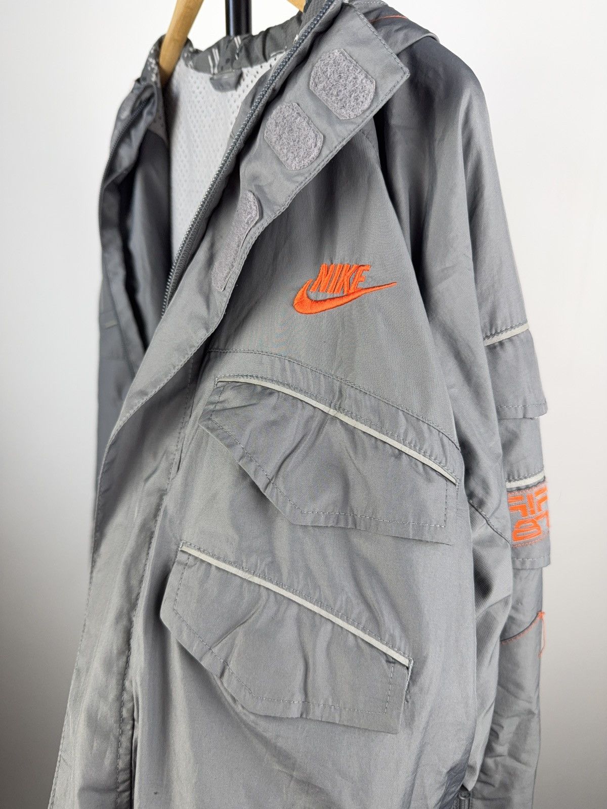 Nike × Vintage 00s Nike Air gray Tactical Jacket Utility Y2K Cyber Style Size US S / EU 44-46 / 1 - 4 Thumbnail