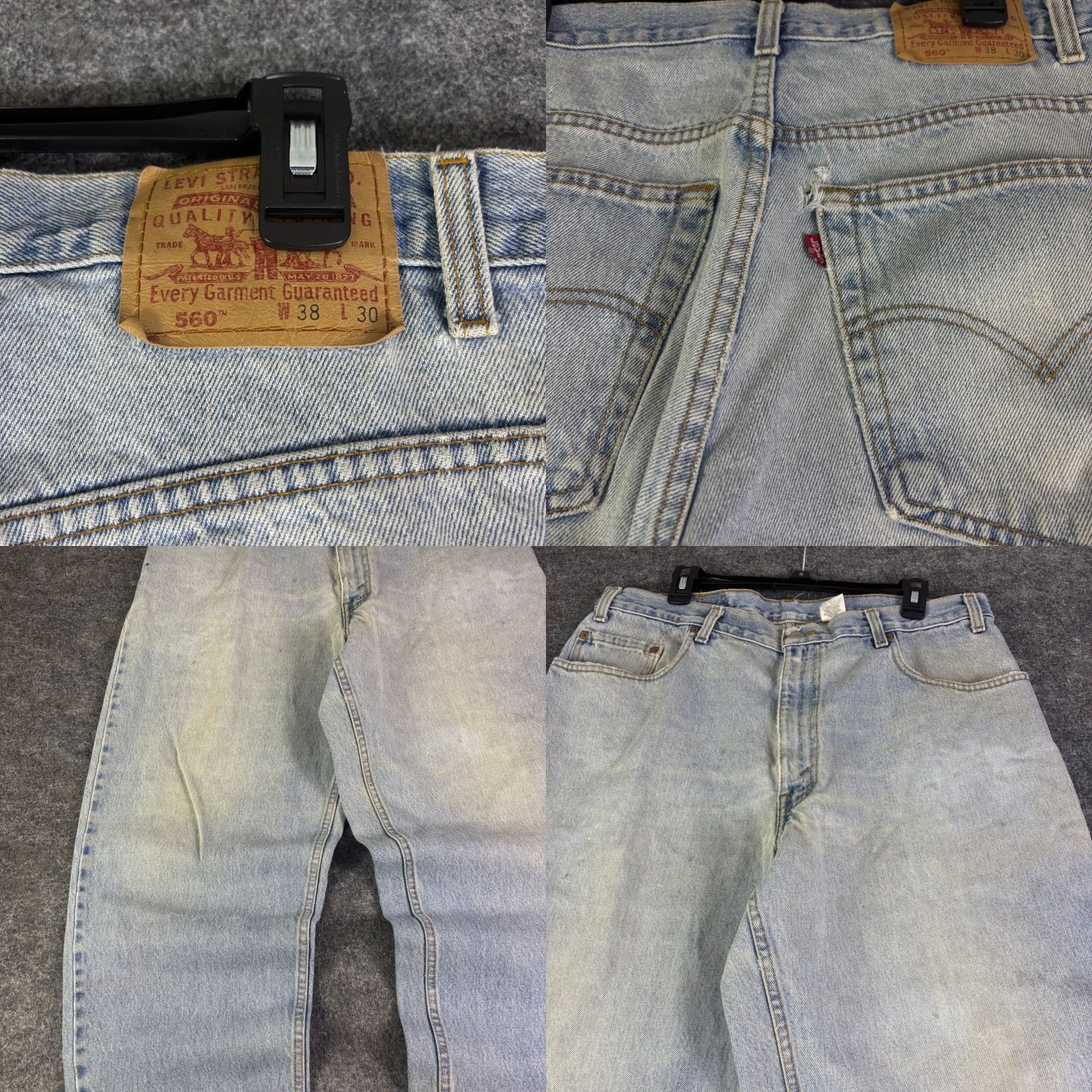 Levi's VINTAGE Levi's 560 Jeans Light Wash Denim 36x30 Mens 90s Tapered Loose Fit Relaxed Mid Rise 5-Pocket Blue Hats? Size US 36 / EU 52 - 8 Thumbnail