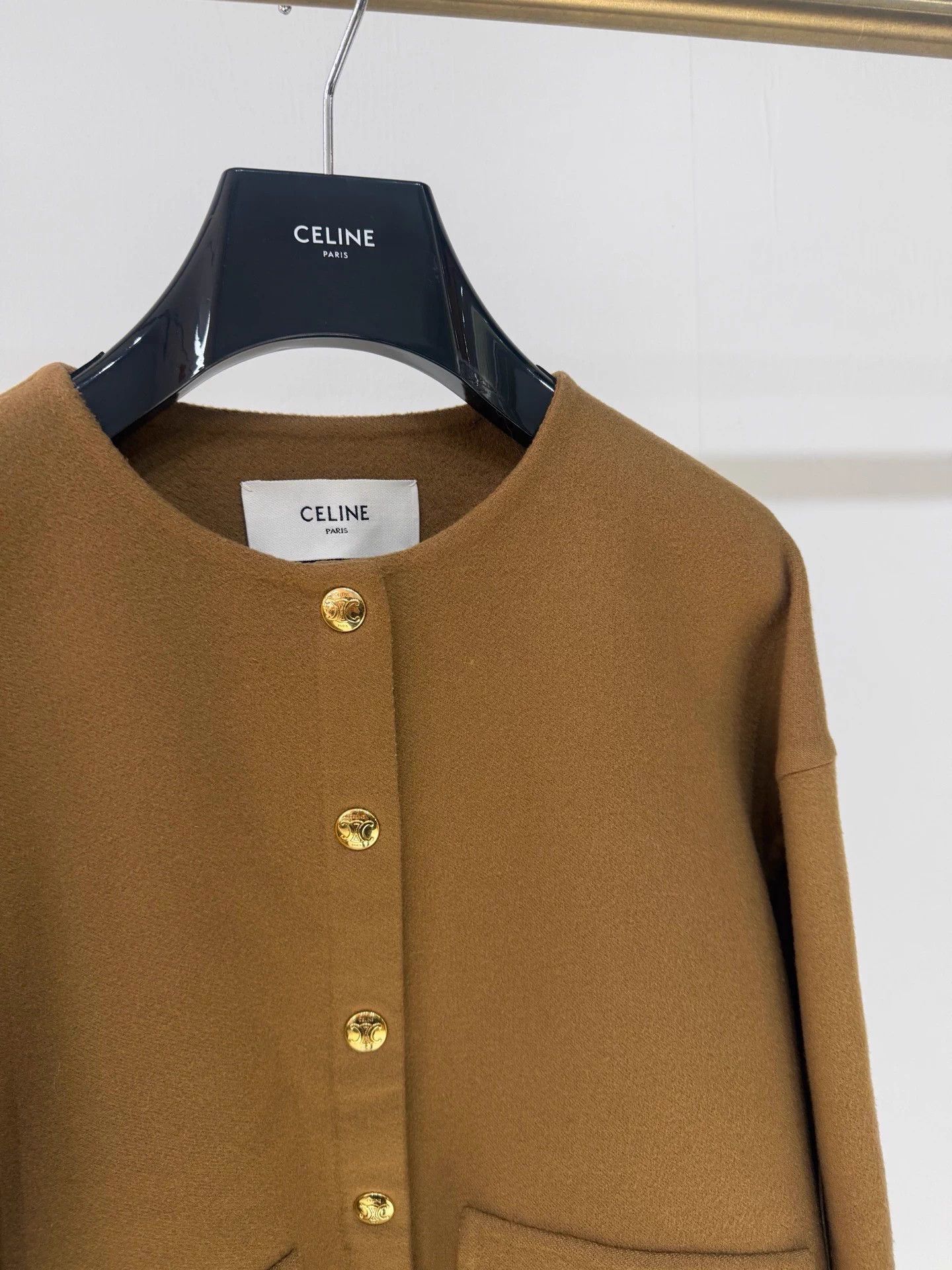 Celine Celine Camel Cashmere Coat Gold Buckle Leather Pockets Size XS / US 0-2 / IT 36-38 - 2 Thumbnail
