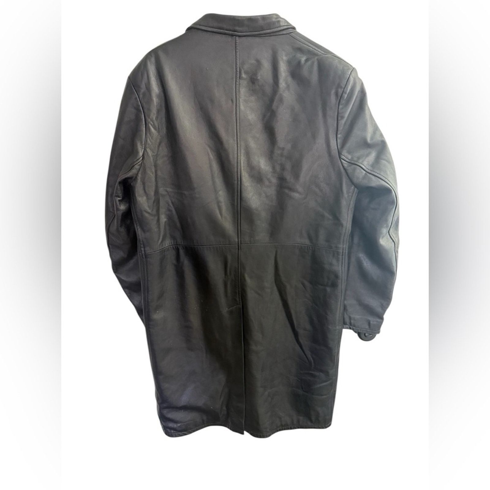 Vera Pelle Vera Pelle Black Trench Coat Y2K Oversized Leather 54 Italy Size L / US 10 / IT 46 - 2 Thumbnail