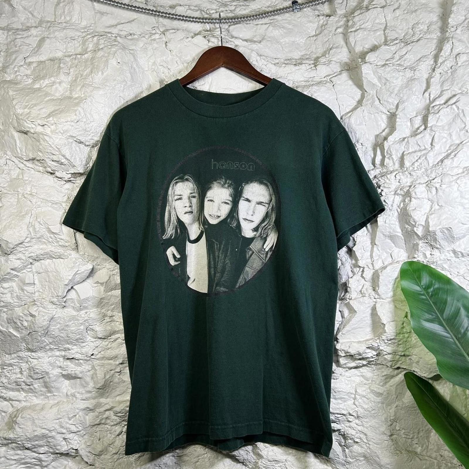 Vintage 90’s Hanson Band Tee Size Medium Green