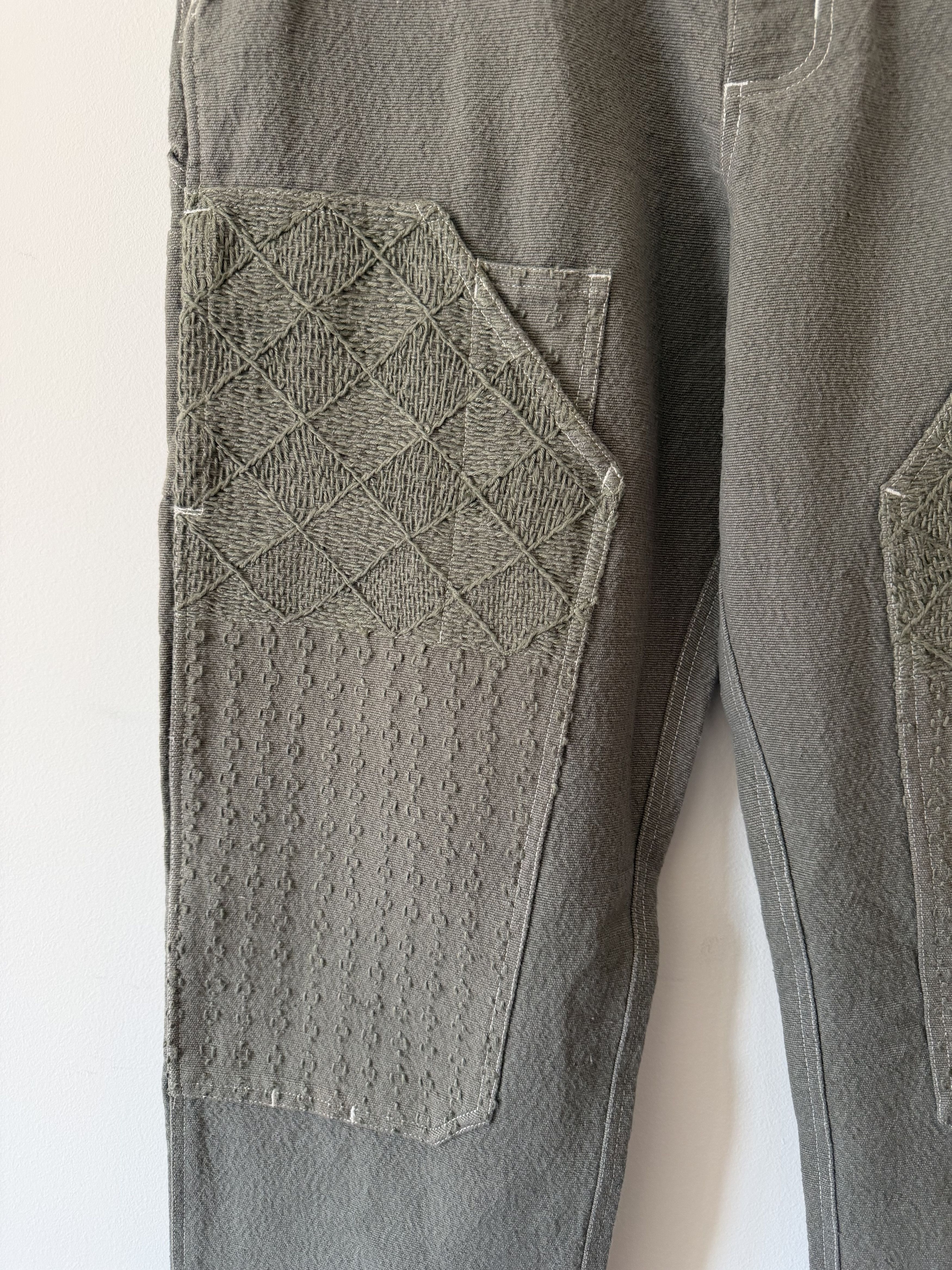 18 East 18 East Eli Hand Embroidered Double Knee Pants in Aged Sage Size US 32 / EU 48 - 4 Thumbnail