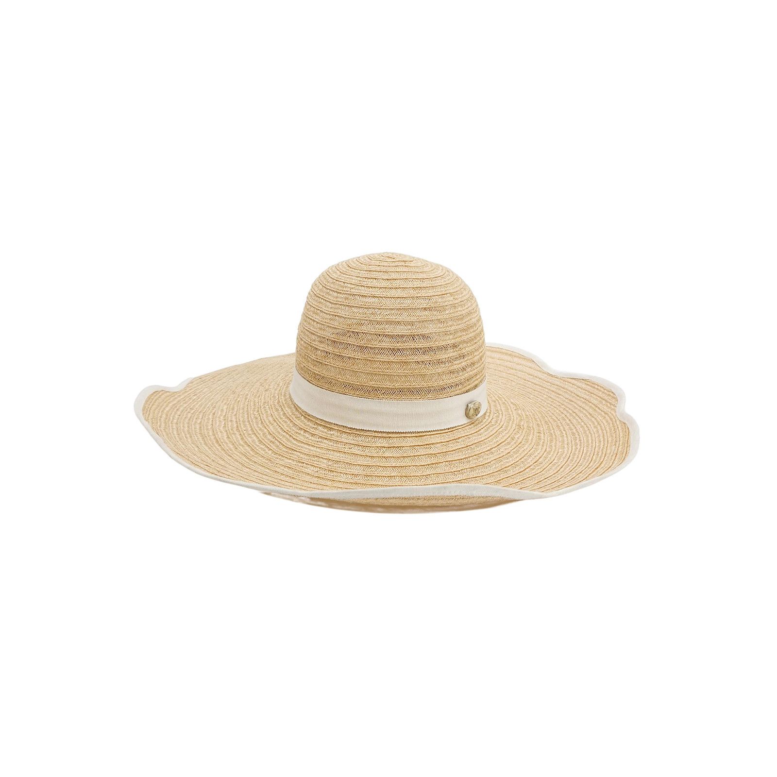 Chanel Straw Wide Brim Hat Size M in Beige, Women's