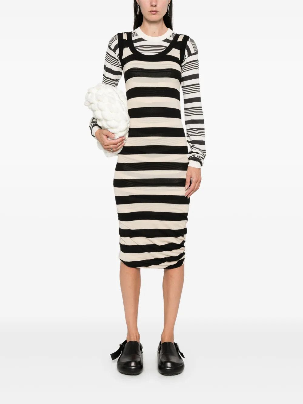 Marni o1y1025 Midi Dress in Black/White Size M / US 6-8 / IT 42-44 - 5 Thumbnail