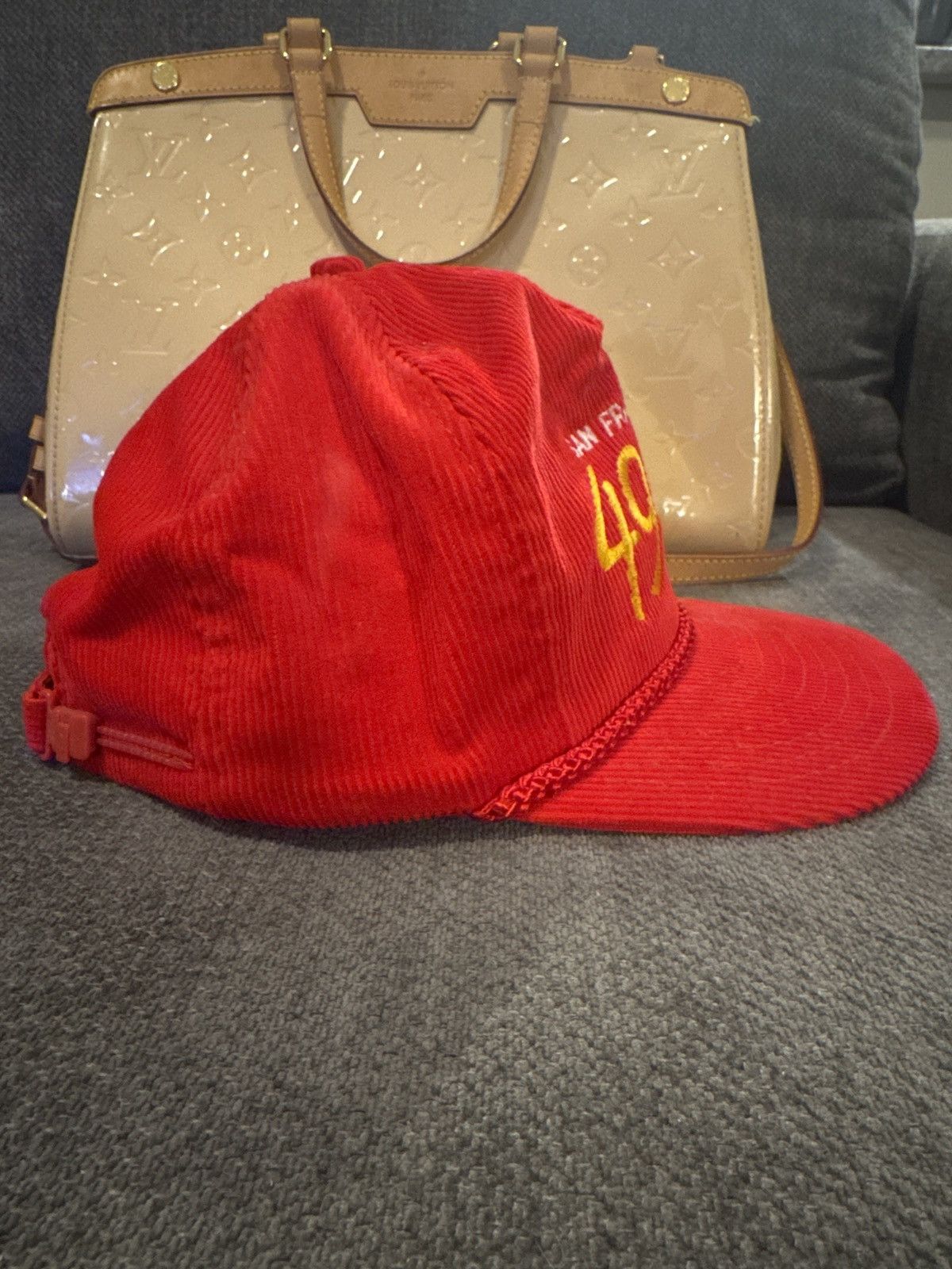 Nissan Vintage Red Nissin SF 49ers Corduroy Hat – Adjustable Fit Size ONE SIZE - 4 Thumbnail